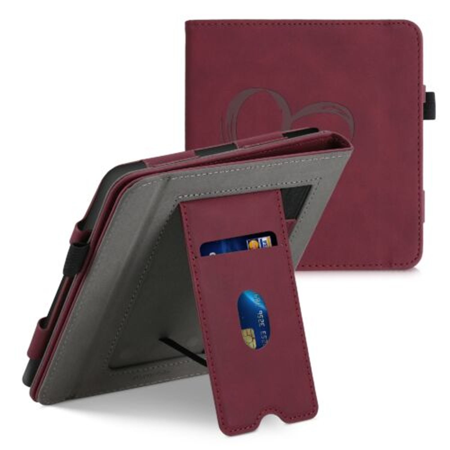 Husa pentru Kobo Libra H2O, Piele ecologica, Rosu, Kwmobile, 56875.01 fotografia produsului View 2 L