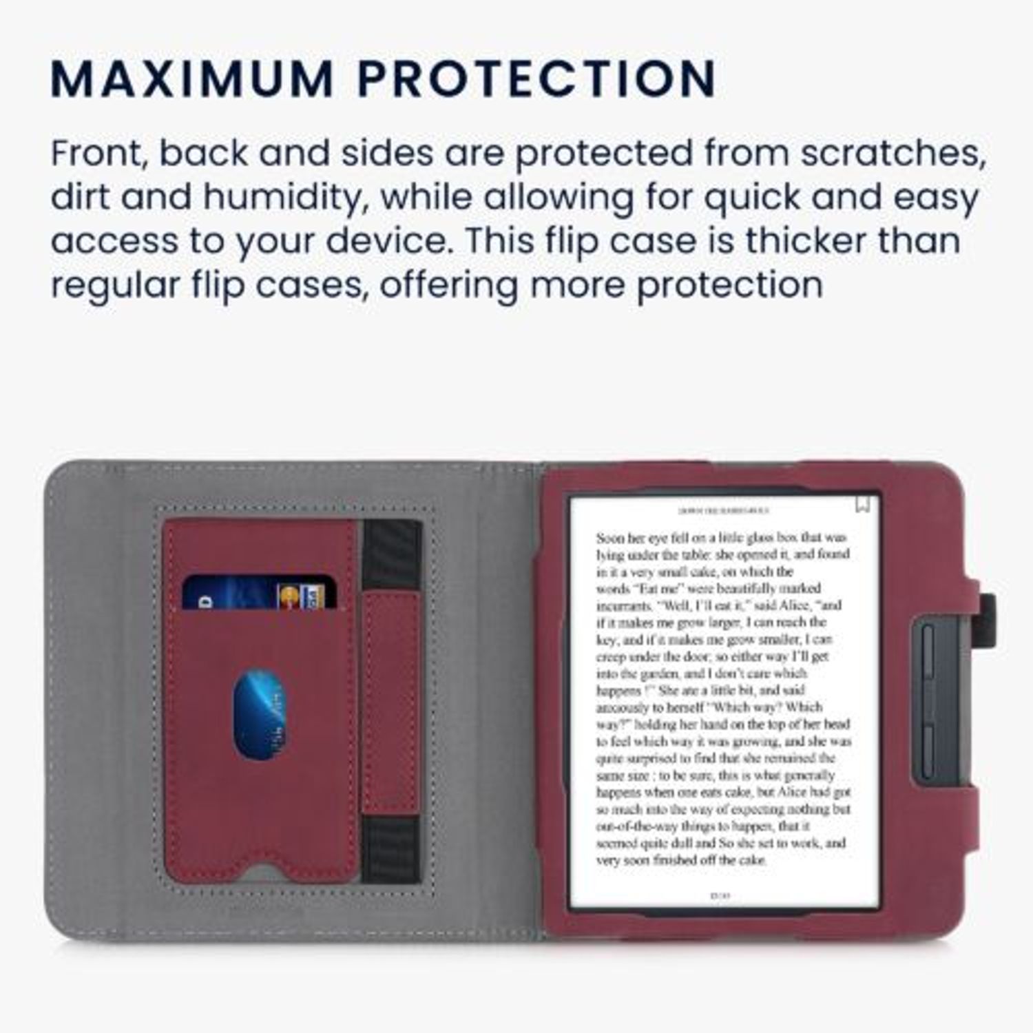 Husa pentru Kobo Libra H2O, Piele ecologica, Rosu, Kwmobile, 56875.01 fotografia produsului View 6 L