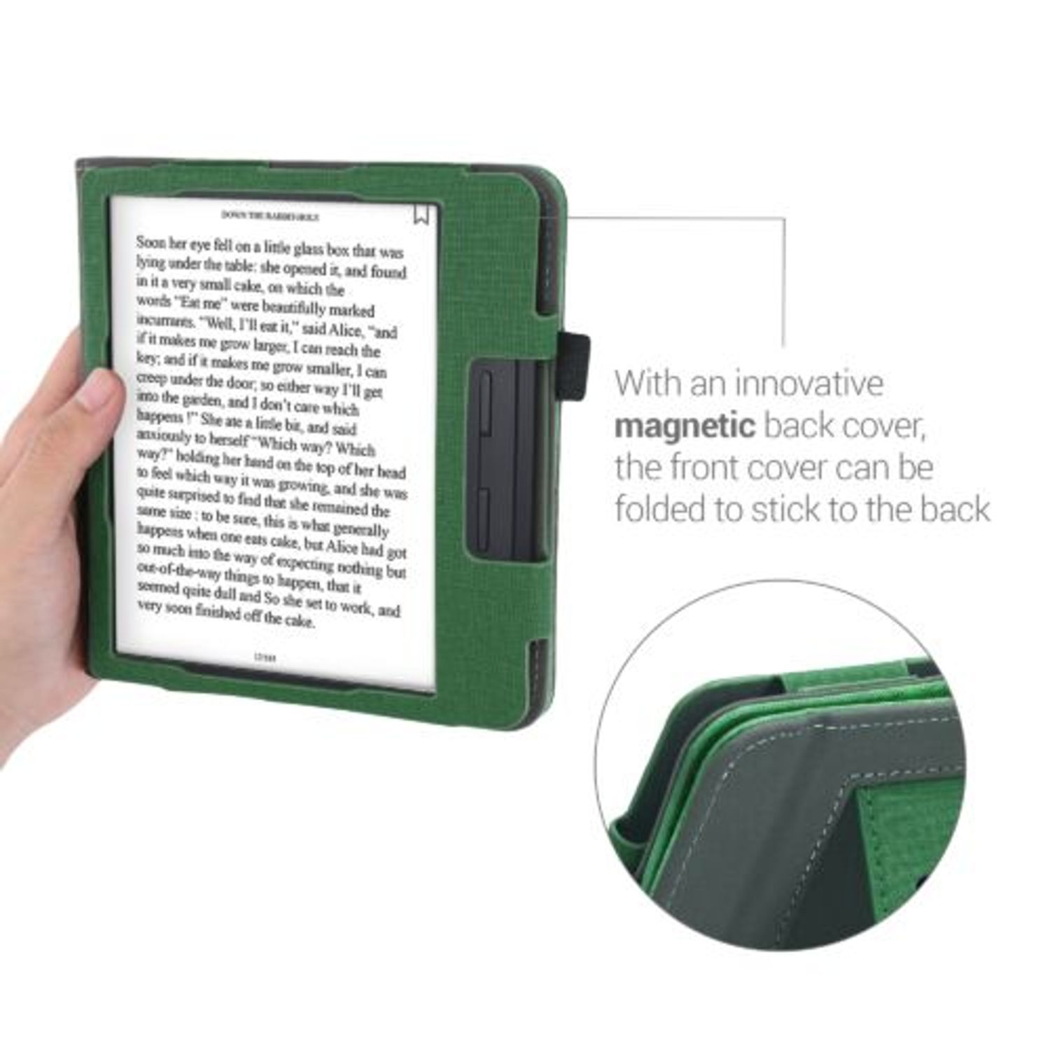 Husa pentru Kobo Libra H2O, Piele ecologica, Verde, Kwmobile, 50319.19 fotografia produsului View 7 L