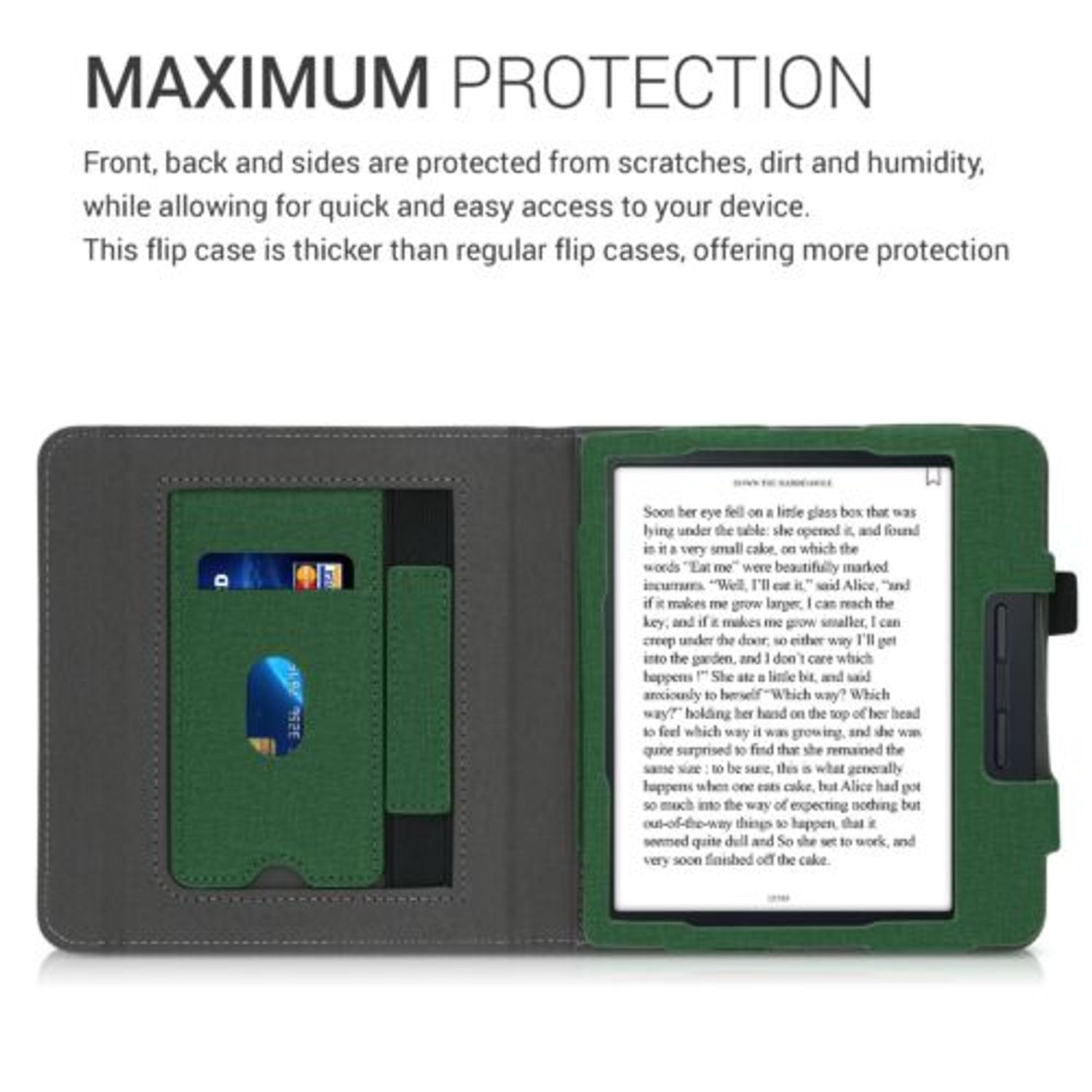 Husa pentru Kobo Libra H2O, Piele ecologica, Verde, Kwmobile, 50319.19 fotografia produsului View 4 L