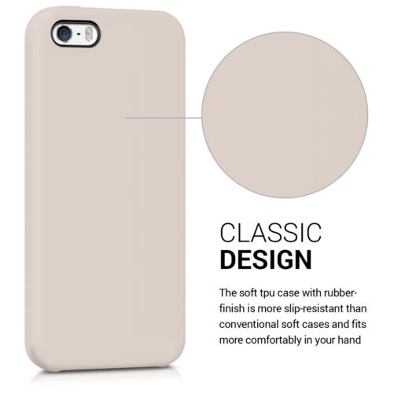 Husa pentru Apple iPhone 5/iPhone 5s/iPhone SE, Silicon, Bej, 42766.96 fotografia produsului View 4 L