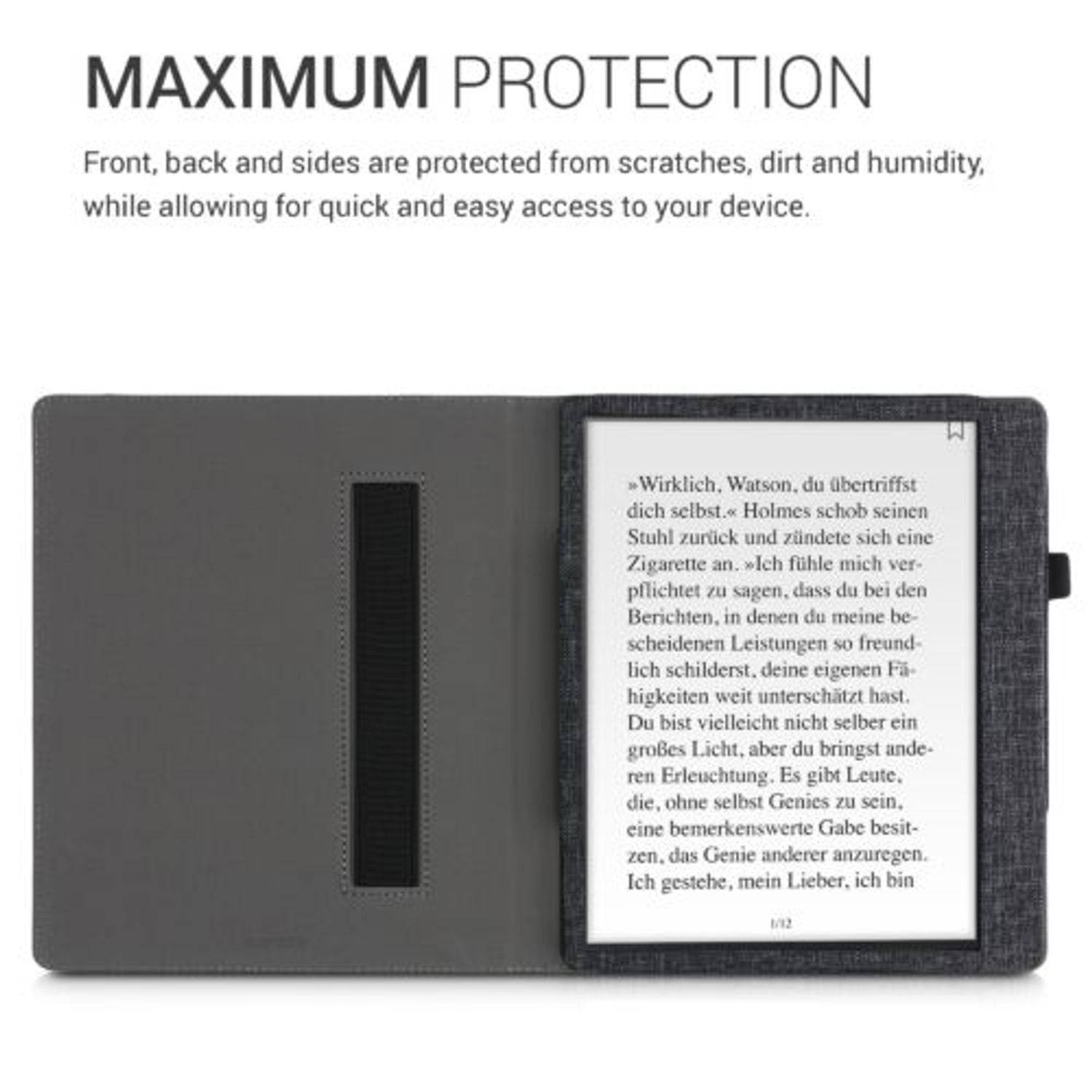 Husa pentru Kobo Elipsa, Textil, Gri, Kwmobile, 55424.19 fotografia produsului View 5 L