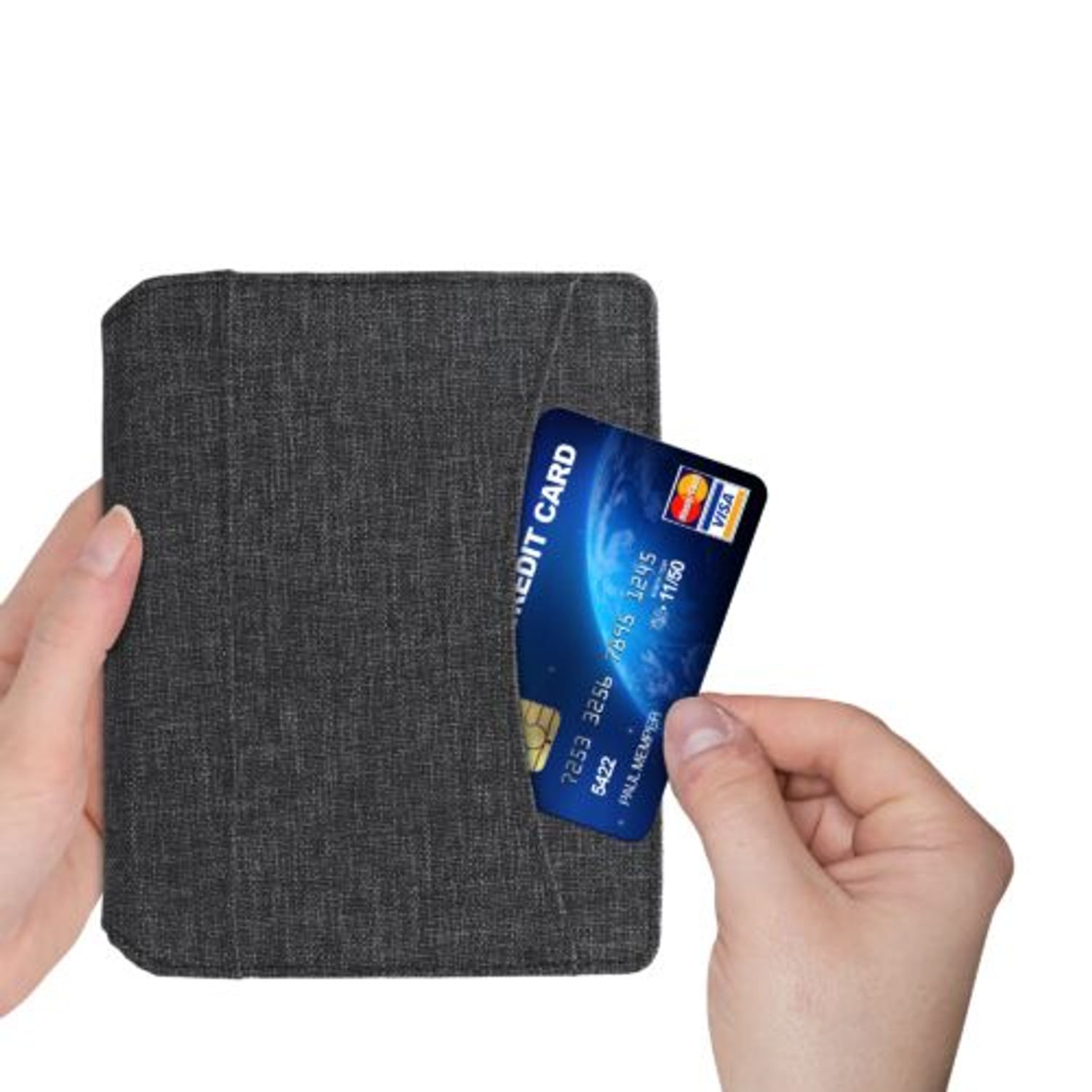 Husa pentru Kobo Aura Edition 1, Textil, Gri, Kwmobile, 54136.19 fotografia produsului View 7 L