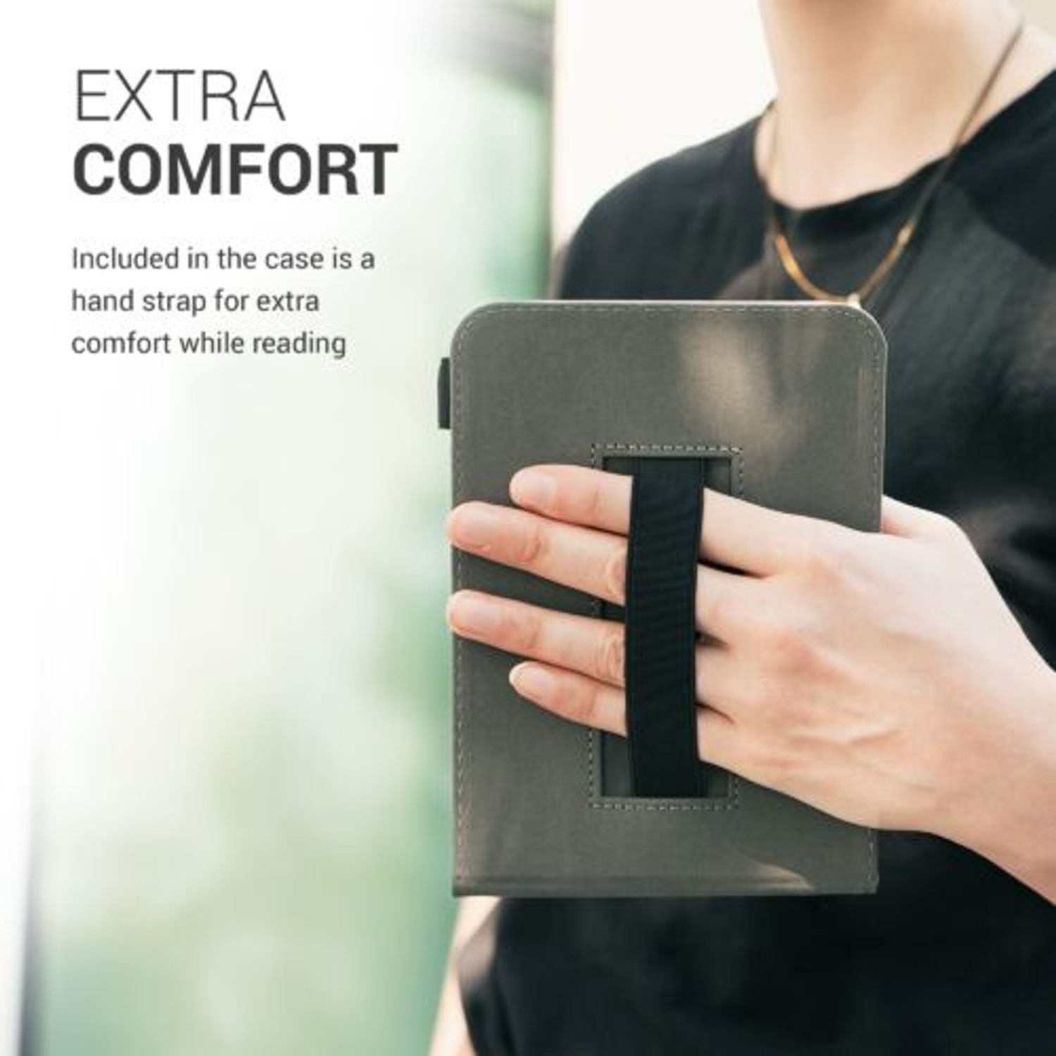 Husa pentru Kobo Aura Edition 1, Textil, Gri, Kwmobile, 54136.19 fotografia produsului View 4 L