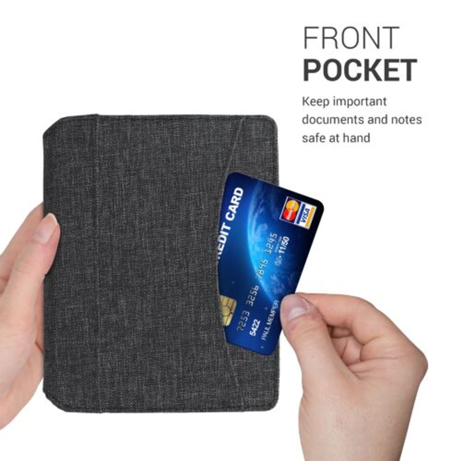 Husa pentru Kobo Aura Edition 1, Textil, Gri, Kwmobile, 54136.19 fotografia produsului View 5 L