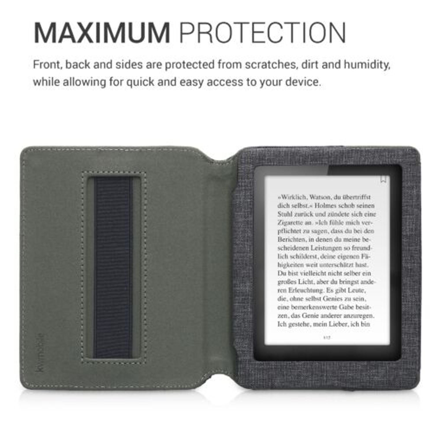Husa pentru Kobo Aura Edition 1, Textil, Gri, Kwmobile, 54136.19 fotografia produsului View 6 L