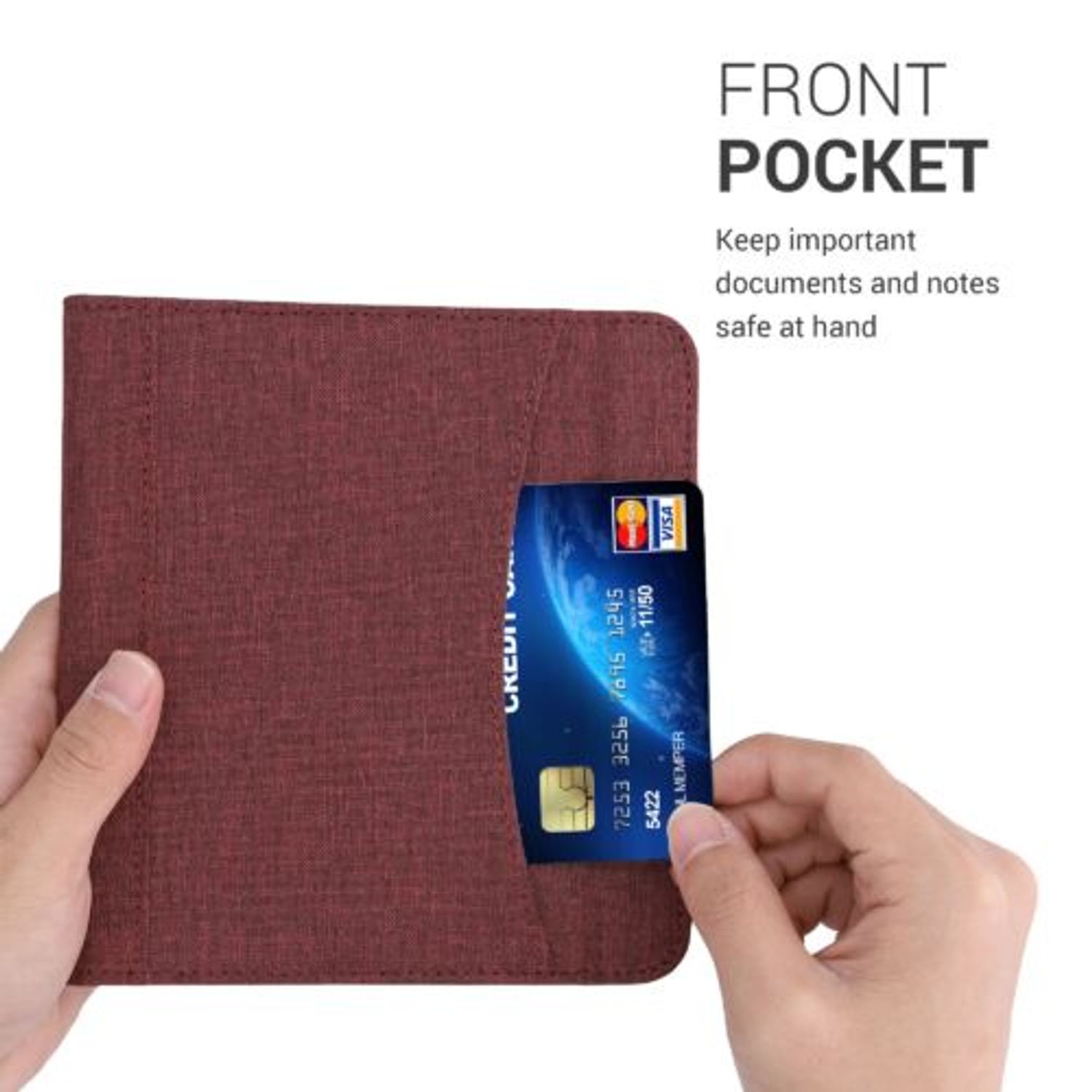 Husa pentru Kobo Libra H2O, Textil, Rosu, Kwmobile, 52977.09 fotografia produsului View 4 L