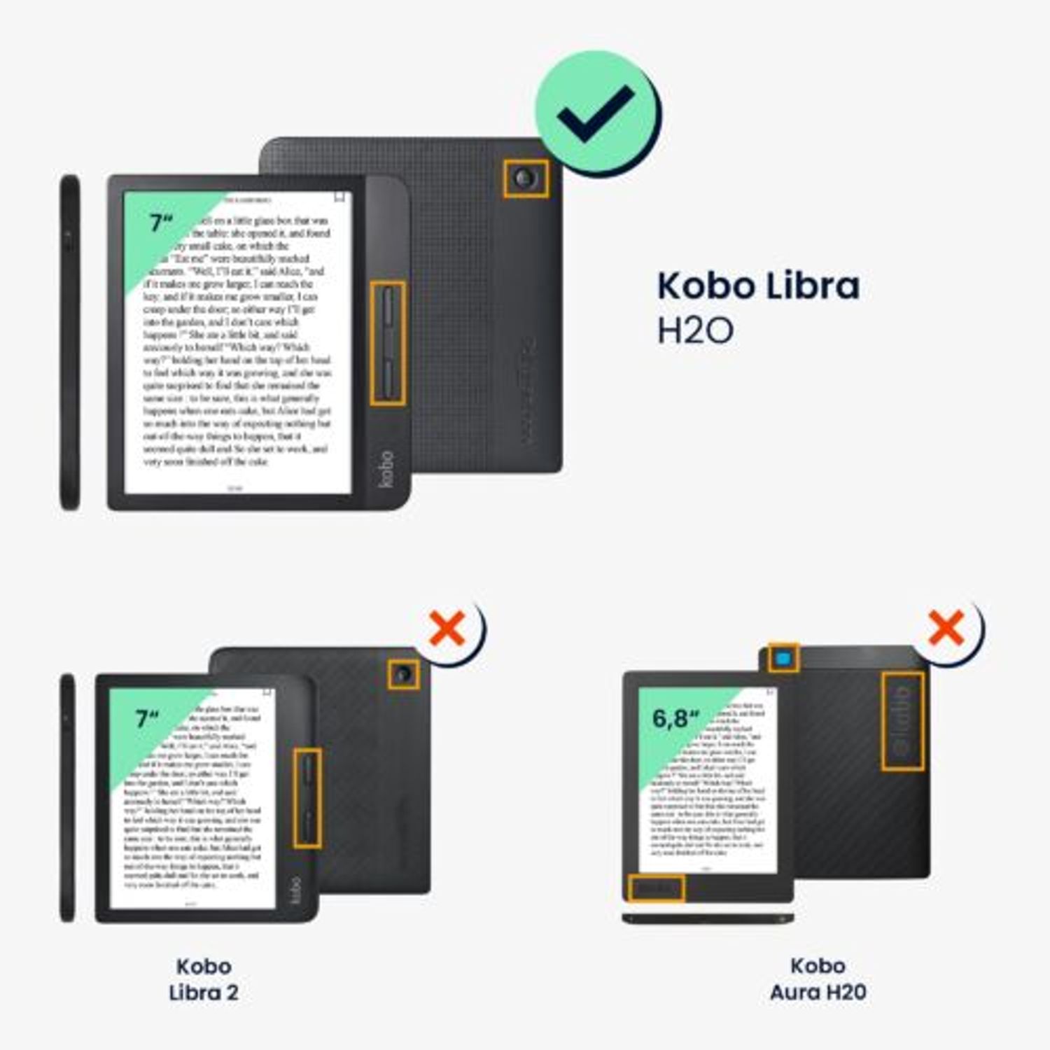 Husa pentru Kobo Libra H2O, Textil, Gri, Kwmobile, 52977.25 fotografia produsului View 6 L