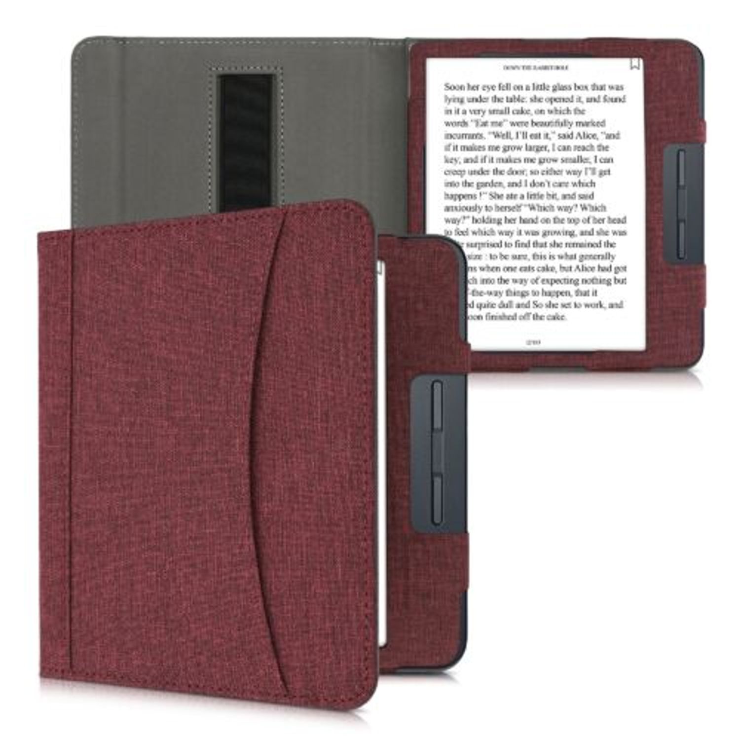 Husa pentru Kobo Libra H2O, Textil, Rosu, Kwmobile, 52977.09 fotografia produsului View 2 L