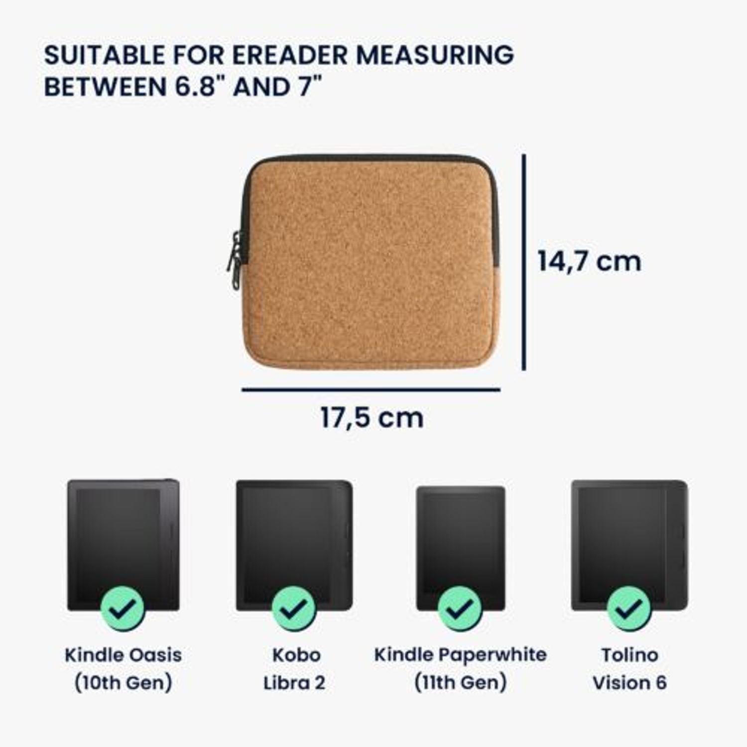 Husa universala pentru eBook Reader de 7 inch, Kwmobile, Maro, Pluta, 59014.24 fotografia produsului View 3 L