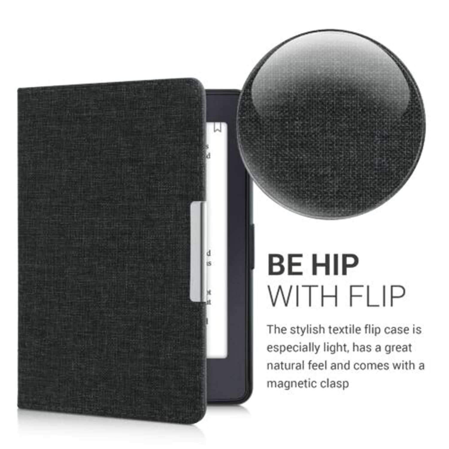 Husa pentru Amazon Paperwhite 7, Kwmobile, Gri, Textil, 57625.19 fotografia produsului View 3 L