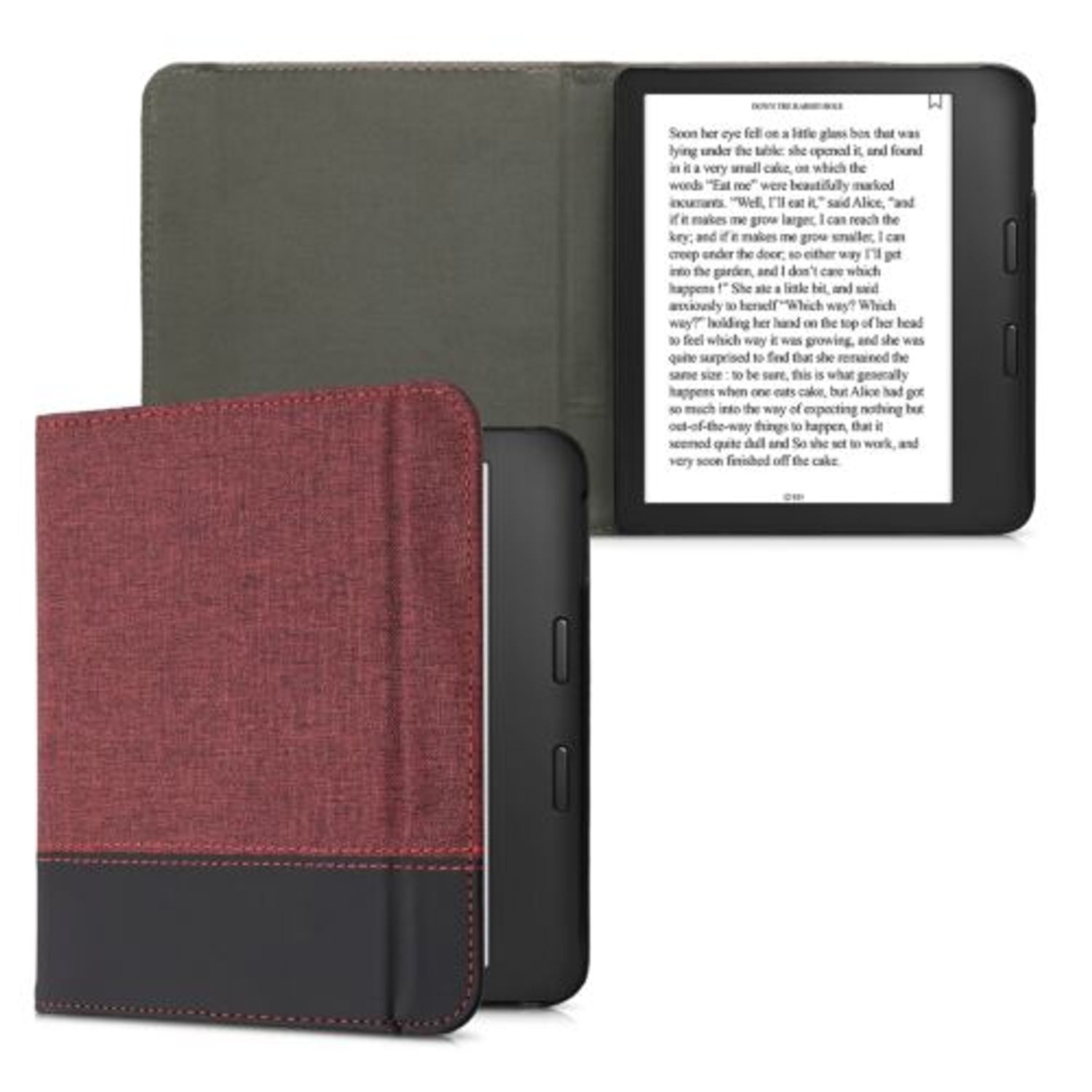 Husa pentru Kobo Libra 2, Kwmobile, Rosu/Negru, Textil, 57170.20 fotografia produsului