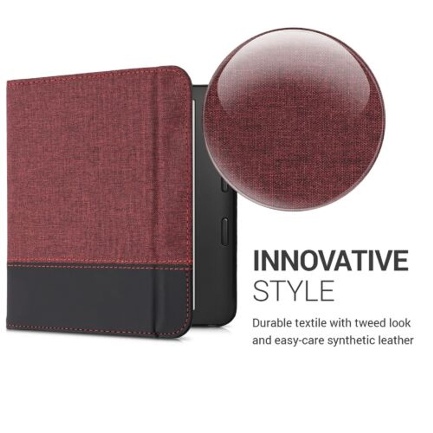 Husa pentru Kobo Libra 2, Kwmobile, Rosu/Negru, Textil, 57170.20 fotografia produsului View 3 L