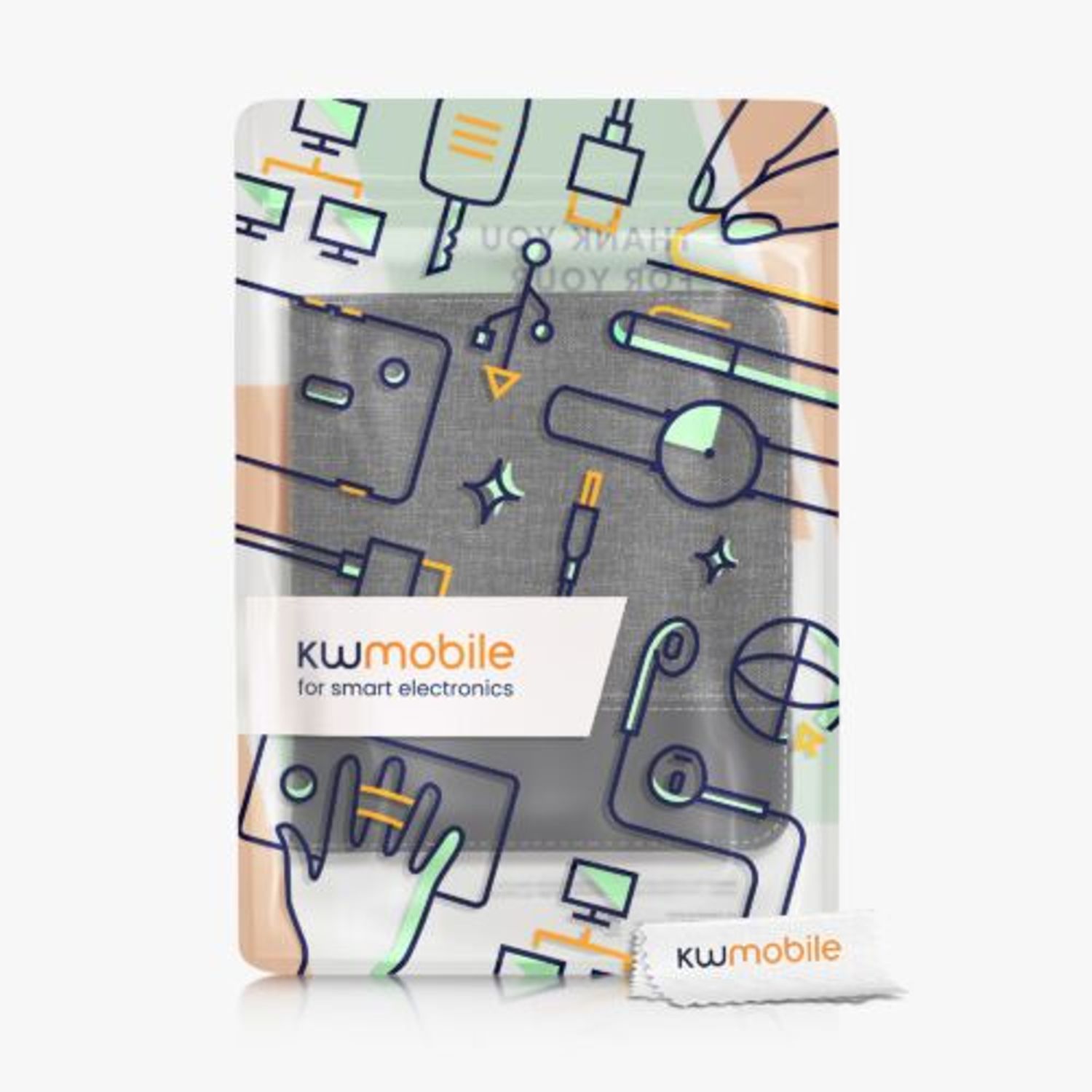 Husa pentru Kobo Libra 2, Kwmobile, Gri/Negru, Textil, 57170.73 fotografia produsului View 7 L