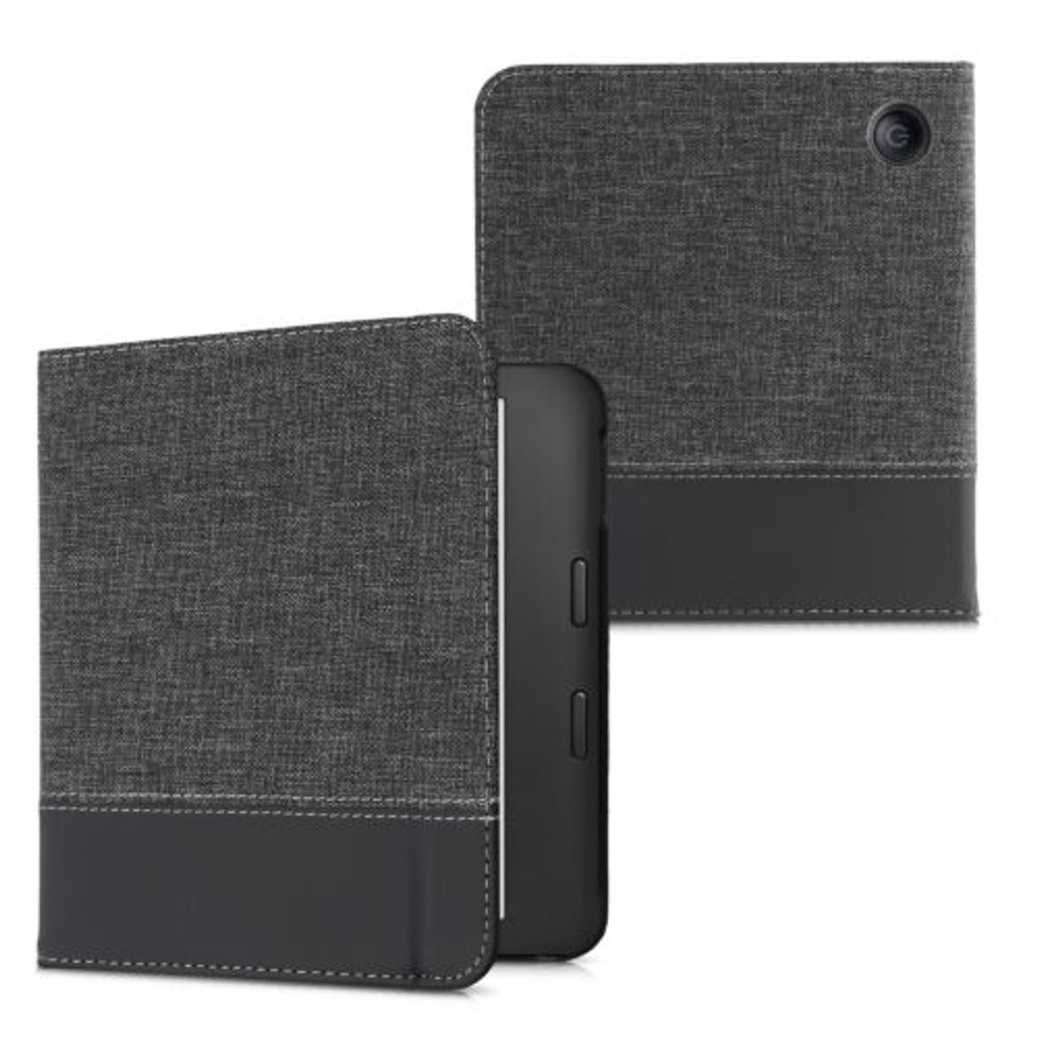 Husa pentru Kobo Libra 2, Kwmobile, Gri/Negru, Textil, 57170.73 fotografia produsului View 2 L