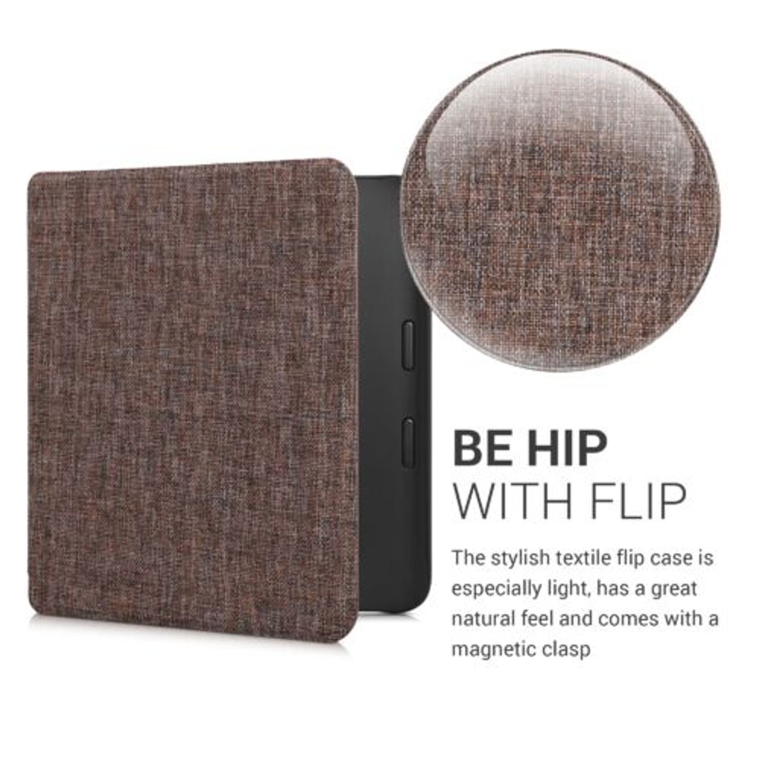 Husa pentru Kobo Libra 2, Kwmobile, Maro, Textil, 57173.05 fotografia produsului View 3 L