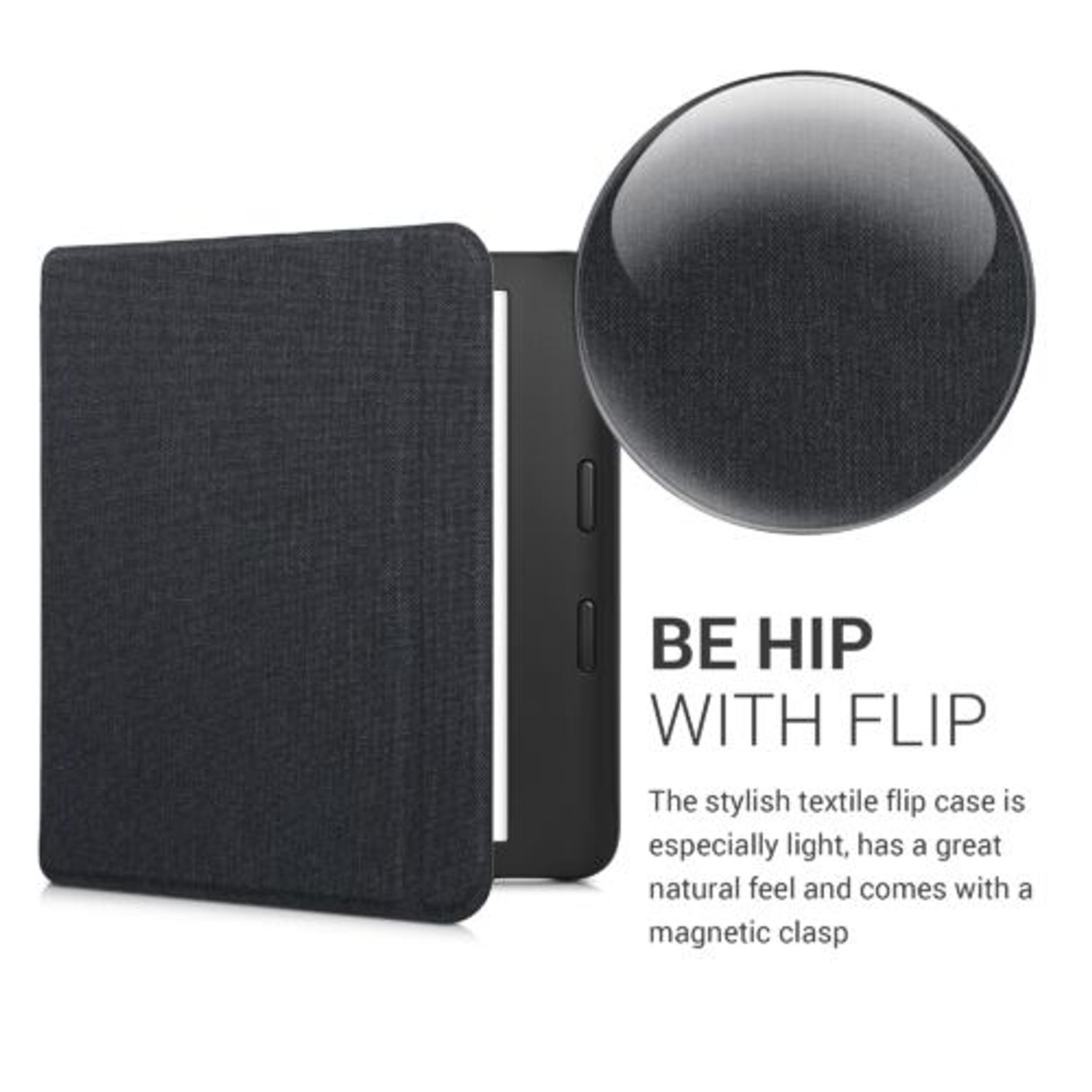 Husa pentru Kobo Libra 2, Kwmobile, Negru, Textil, 57173.01 fotografia produsului View 3 L