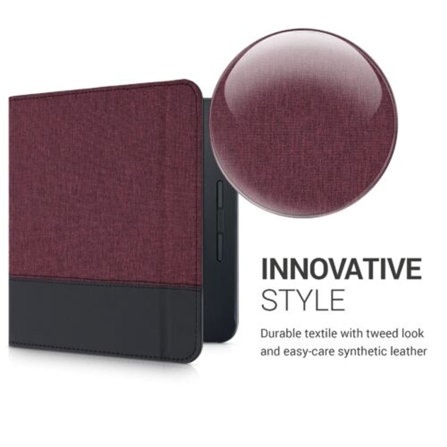 Husa pentru Kobo Libra H2O, Kwmobile, Rosu/Negru, Textil, 57149.20 fotografia produsului View 3 L