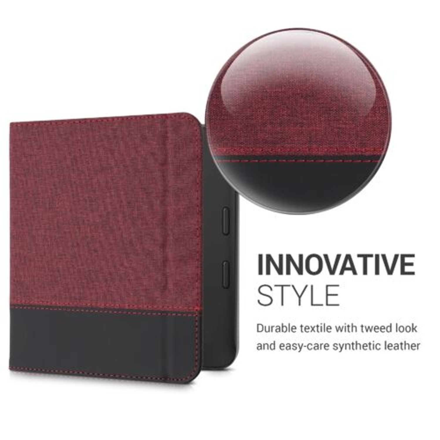 Husa pentru Tolino Vision 6, Kwmobile, Rosu/Negru, Textil, 57164.20 fotografia produsului View 3 L