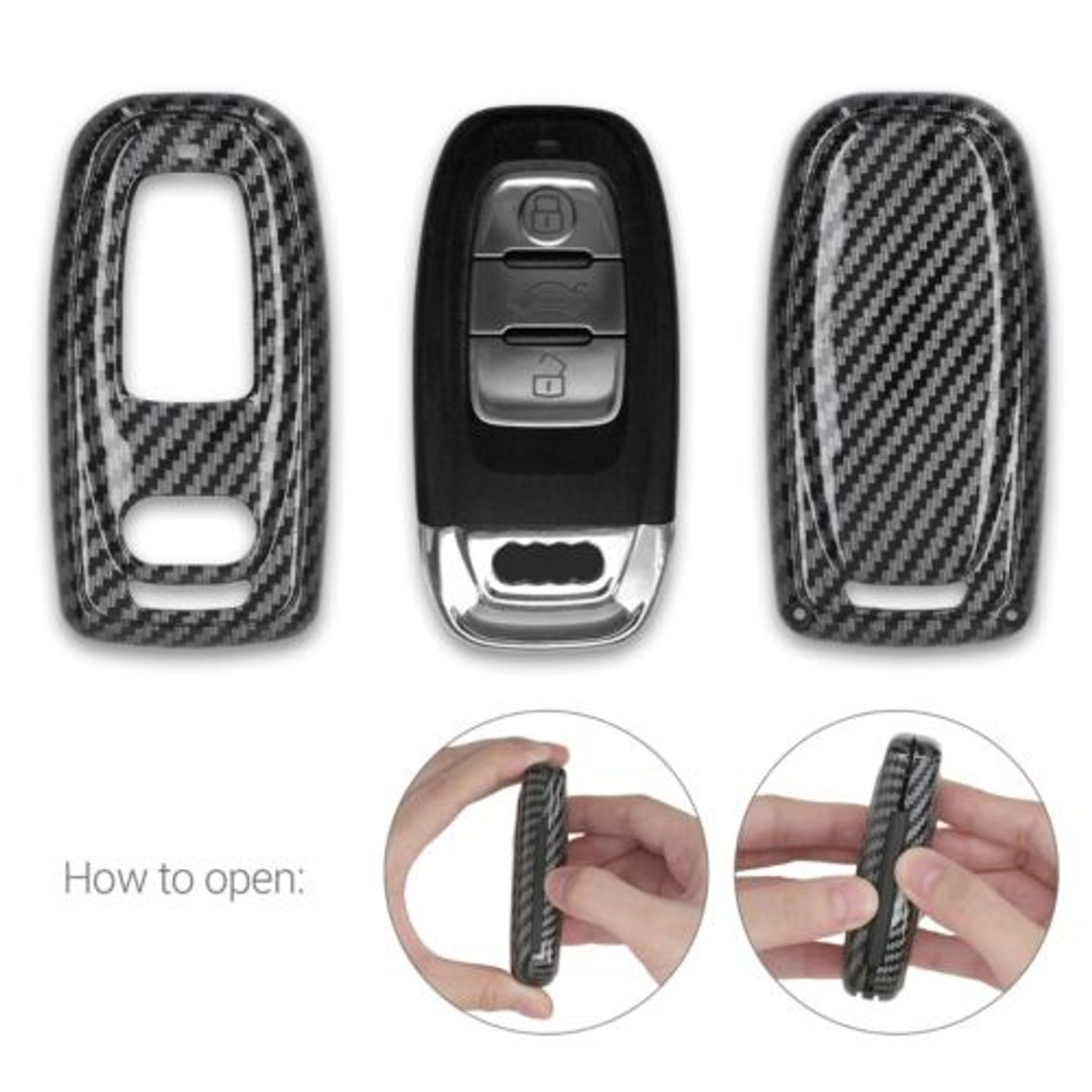 Husa Cheie Auto pentru Audi, 3 Butoane, Plastic, Negru, 52236.01 fotografia produsului View 4 L