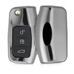 Husa Cheie Auto pentru Ford, 3 Butoane, Silicon, Silver, 44986.94 fotografia produsului