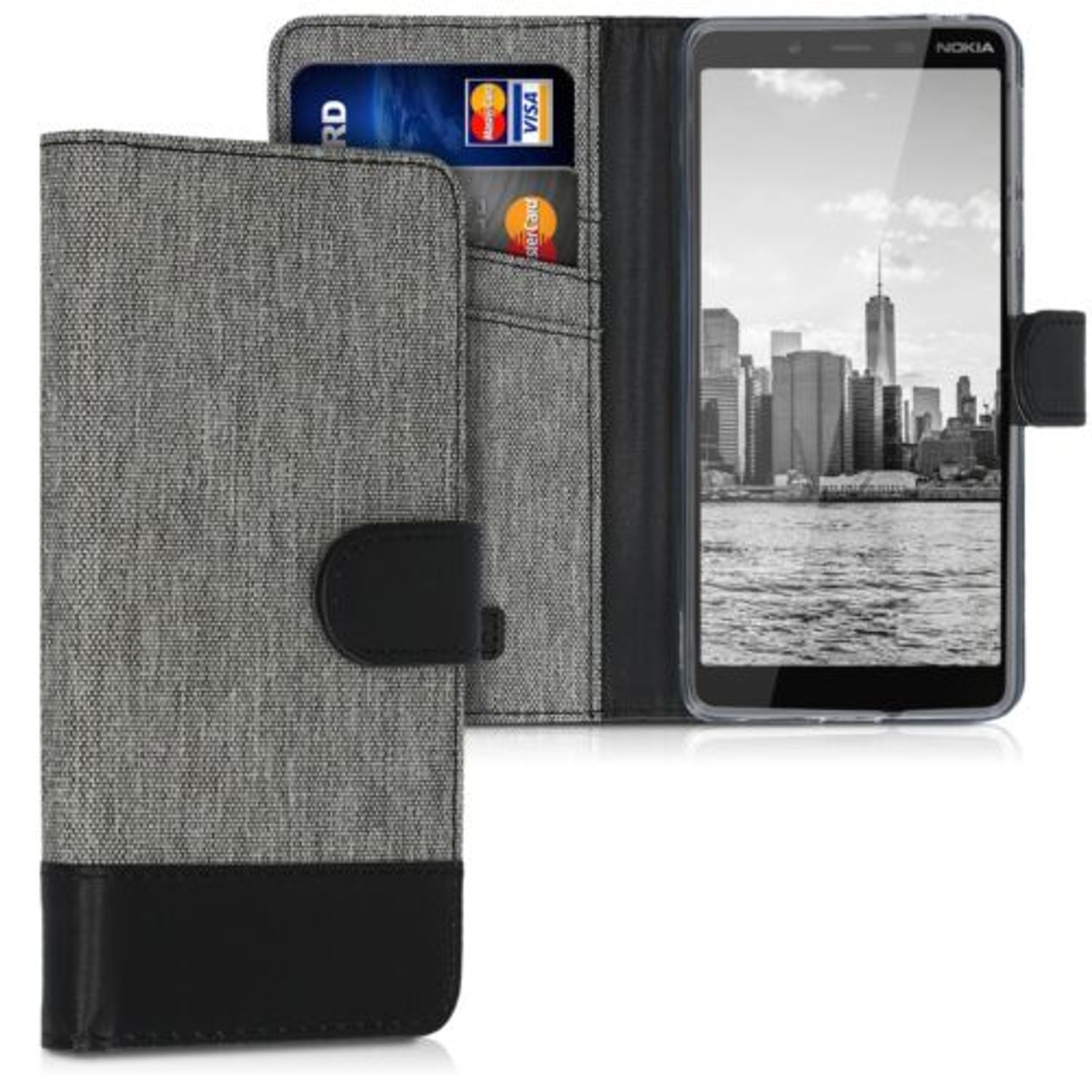Husa pentru Nokia 1 Plus, Textil, Gri, 48021.01 fotografia produsului