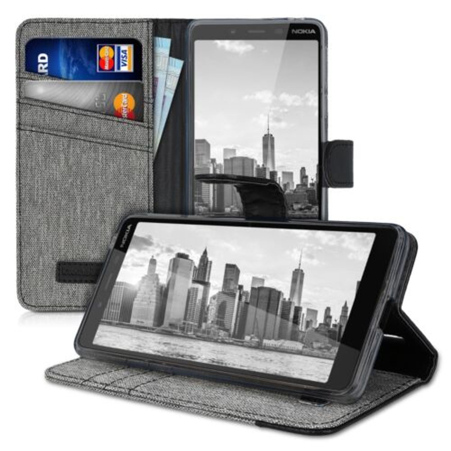 Husa pentru Nokia 1 Plus, Textil, Gri, 48021.01 fotografia produsului View 5 L