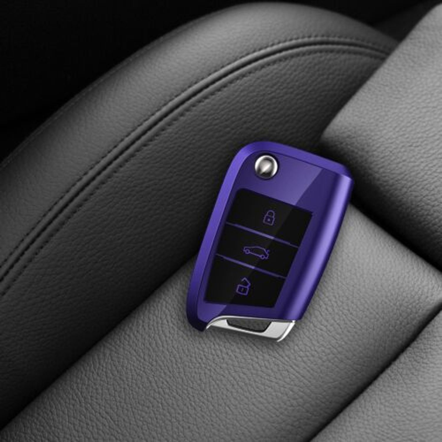Husa Cheie Auto pentru VW, 3 Butoane, Silicon, Mov, 48037.182 fotografia produsului View 6 L