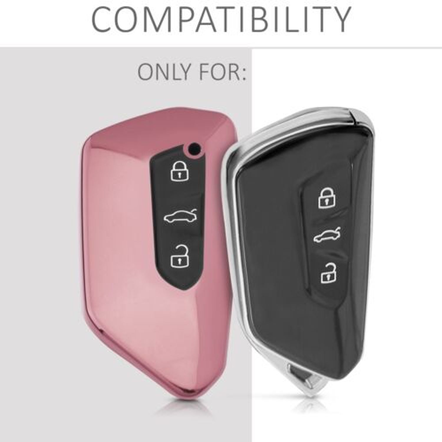 Husa Cheie Auto pentru VW, 3 Butoane, Silicon, Rose Gold, 53868.05 fotografia produsului View 4 L
