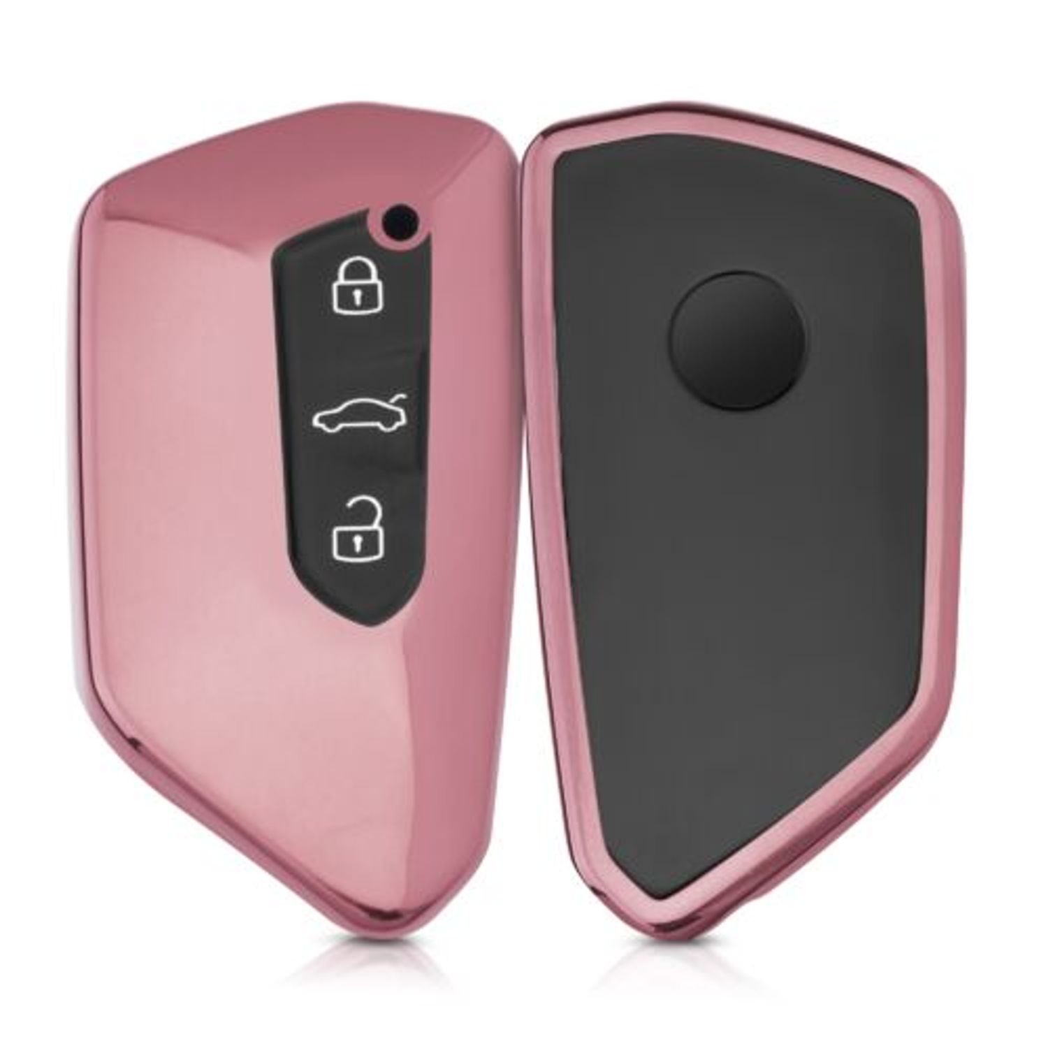 Husa Cheie Auto pentru VW, 3 Butoane, Silicon, Rose Gold, 53868.05 fotografia produsului