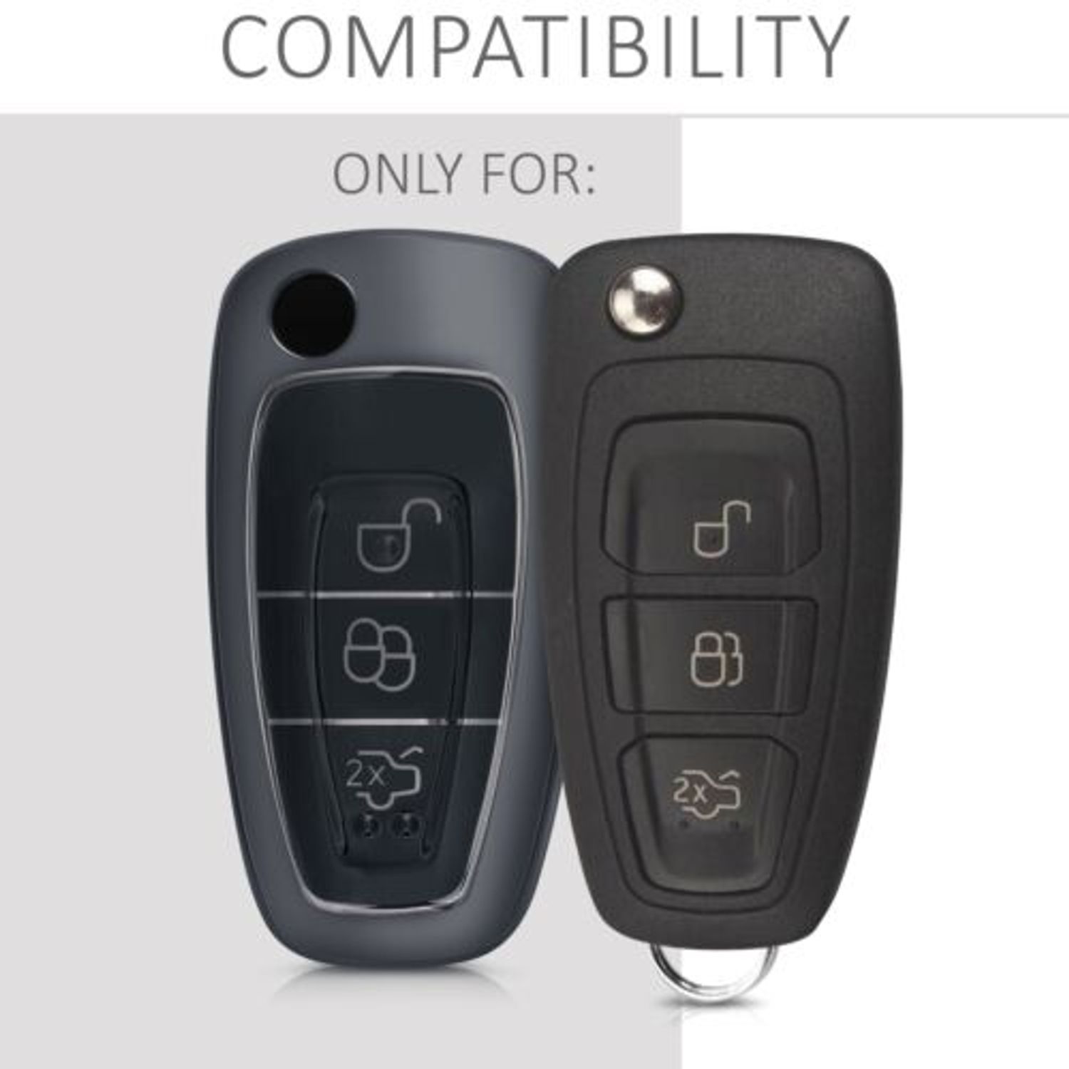 Husa Cheie Auto pentru Ford, 3 Butoane, Silicon, Negru, 48039.95 fotografia produsului View 6 L