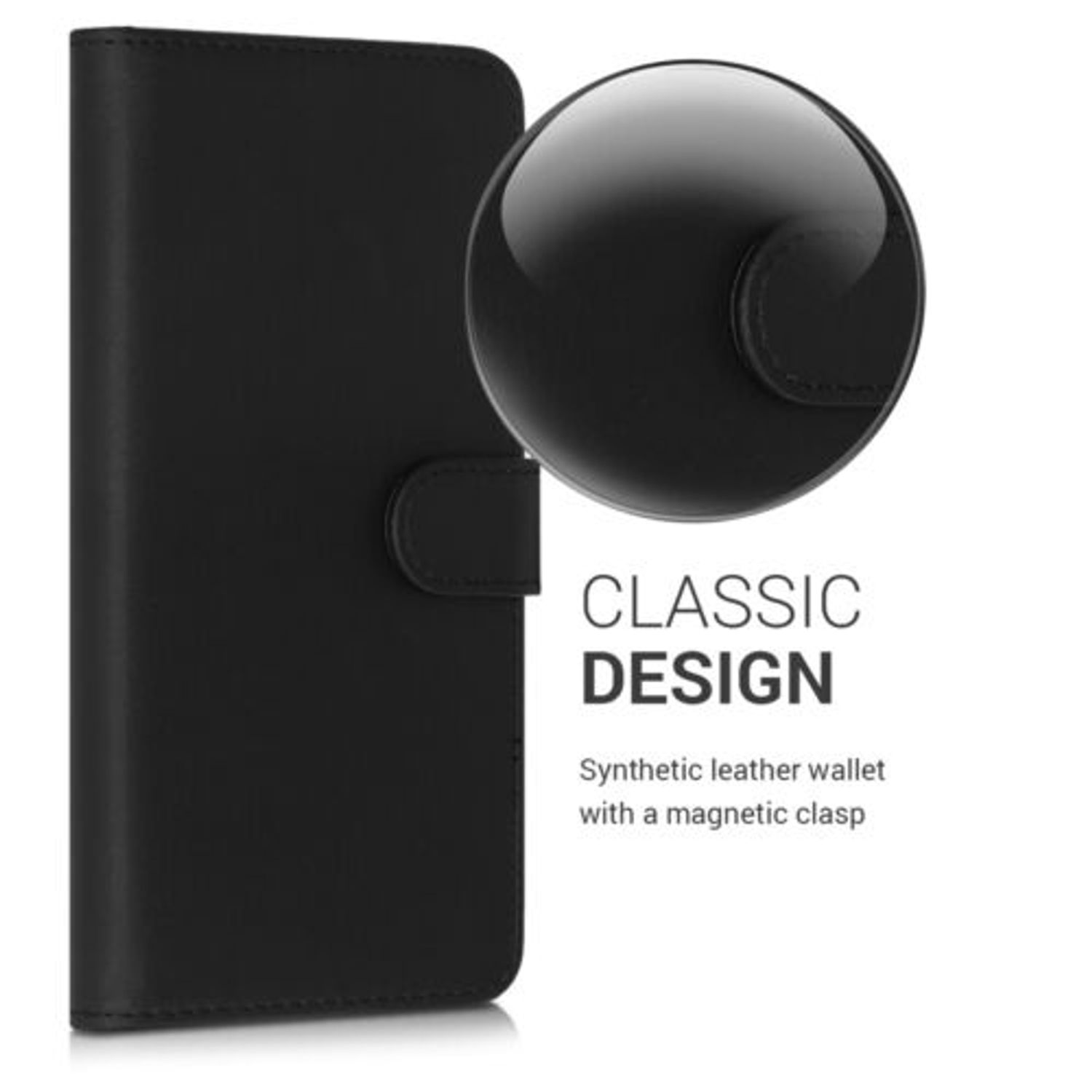 Husa pentru Alcatel 1B (2020), Piele ecologica, Negru, 51475.01 fotografia produsului View 3 L