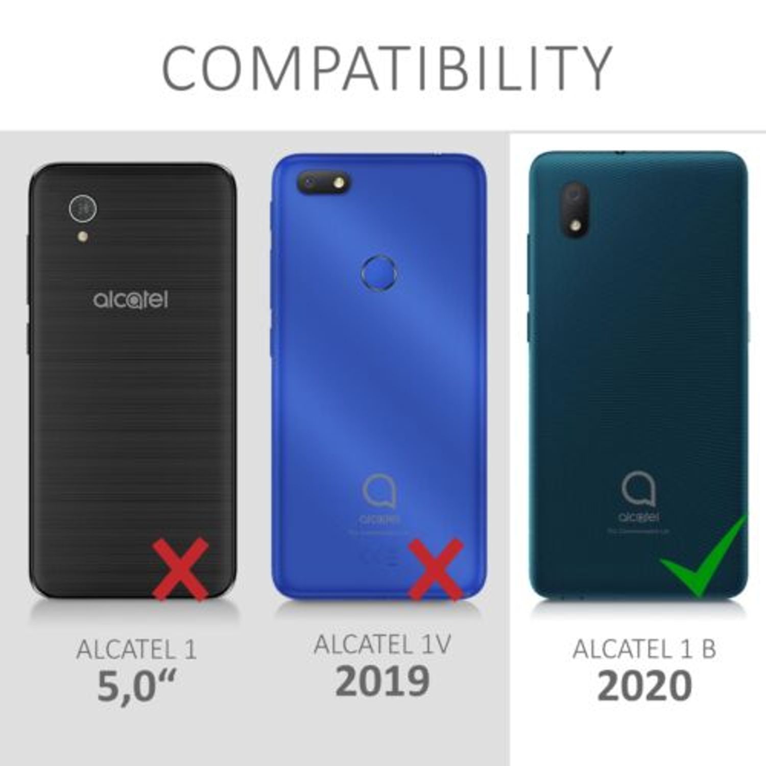 Husa pentru Alcatel 1B (2020), Piele ecologica, Negru, 51475.01 fotografia produsului View 6 L