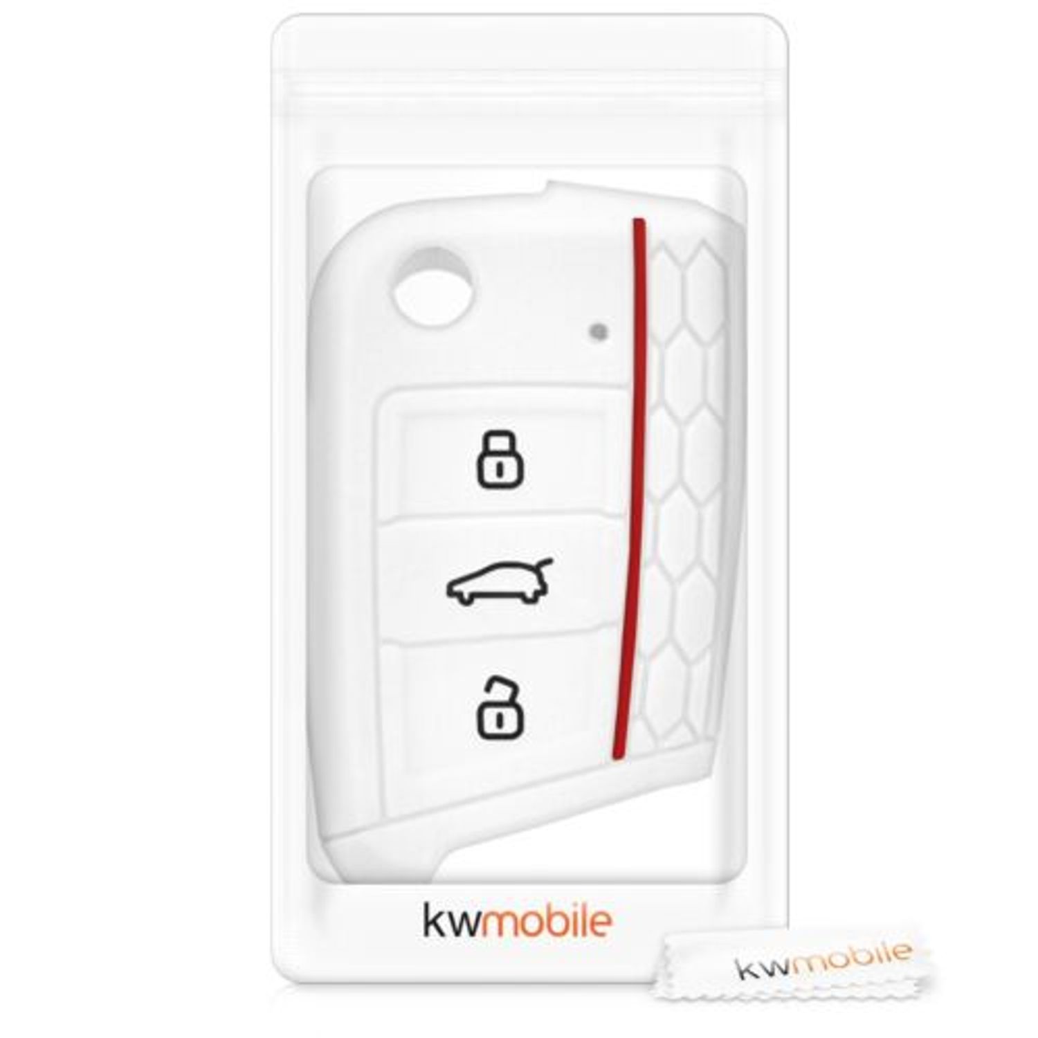 Husa Cheie Auto pentru VW/Skoda/Seat, 3 Butoane, Silicon, Alb, 41628.02 fotografia produsului View 5 L