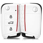 Husa Cheie Auto pentru VW/Skoda/Seat, 3 Butoane, Silicon, Alb, 41628.02 fotografia produsului