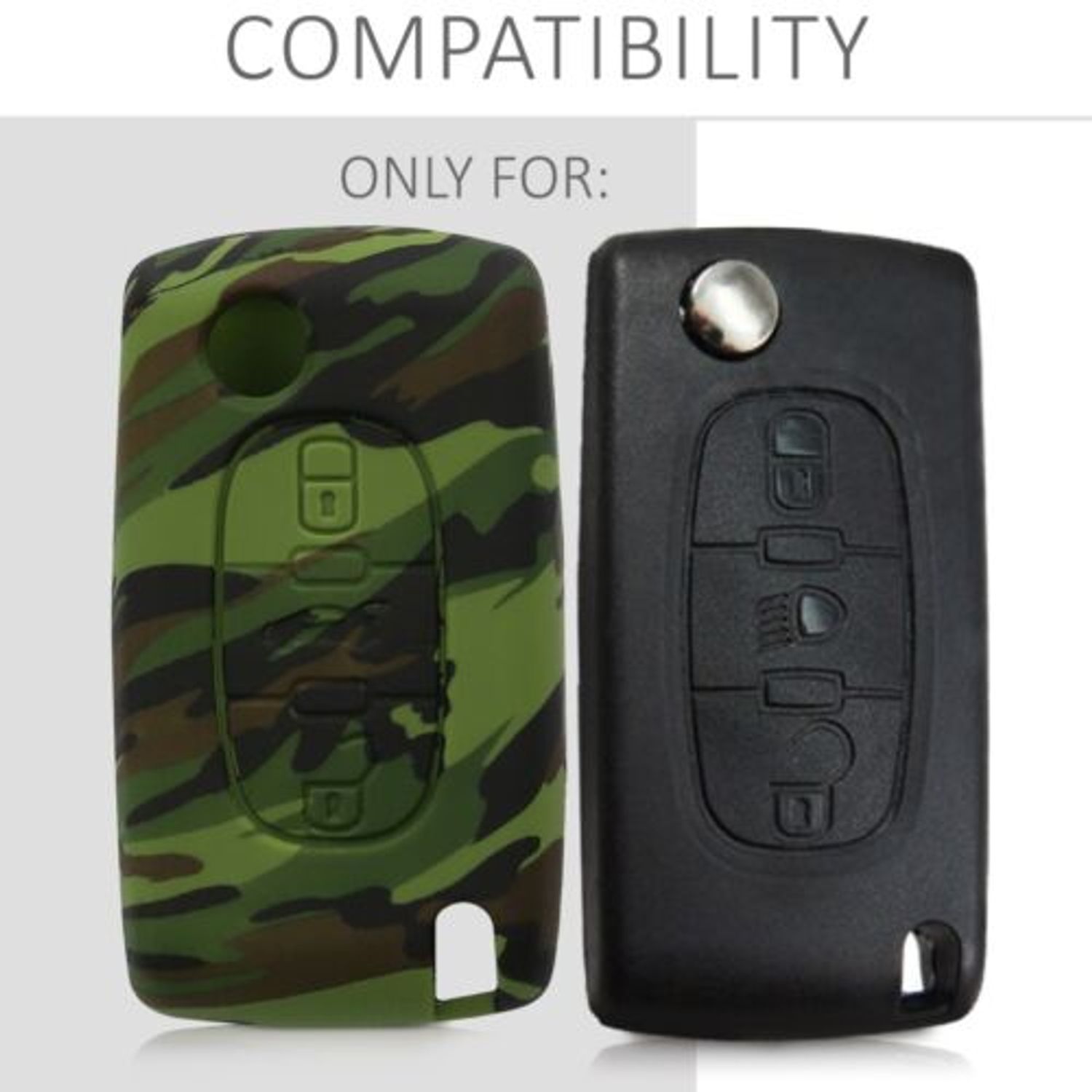 Husa Cheie Auto pentru Peugeot/Citroen, 3 Butoane, Silicon, Verde, 45653.03 fotografia produsului View 5 L