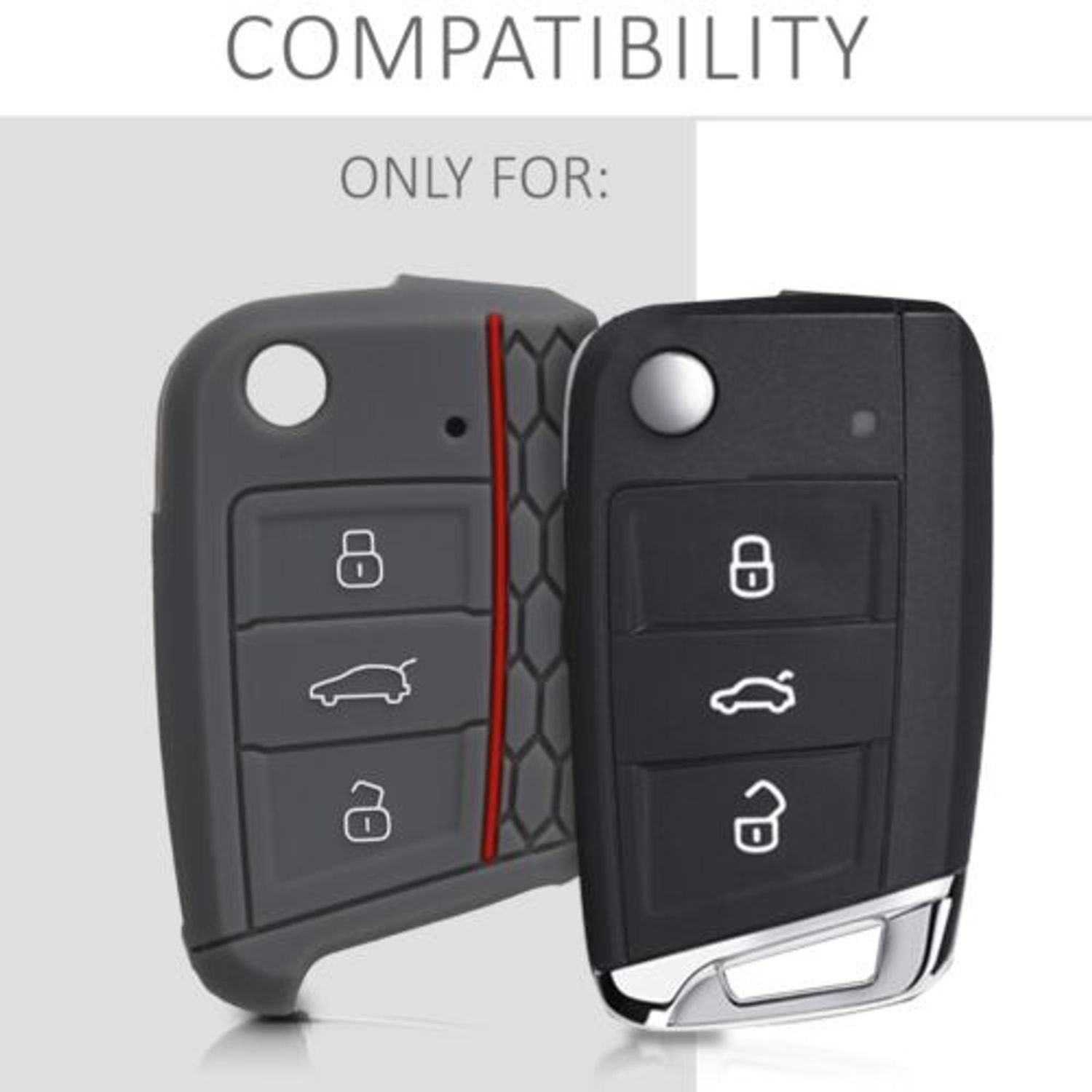 Husa Cheie Auto pentru VW, 3 Butoane, Silicon, Gri, 42888.32 fotografia produsului View 3 L