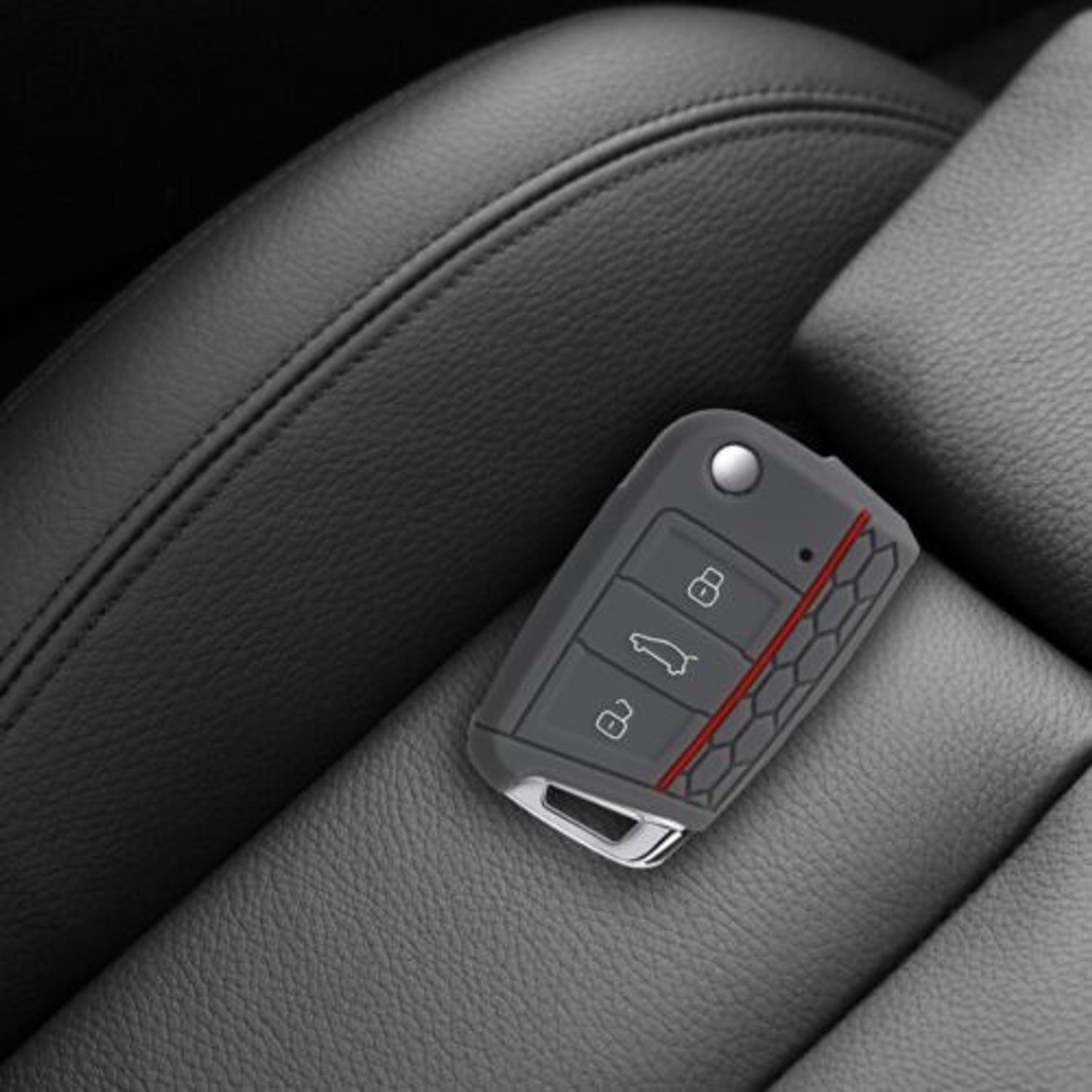 Husa Cheie Auto pentru VW, 3 Butoane, Silicon, Gri, 42888.32 fotografia produsului View 6 L