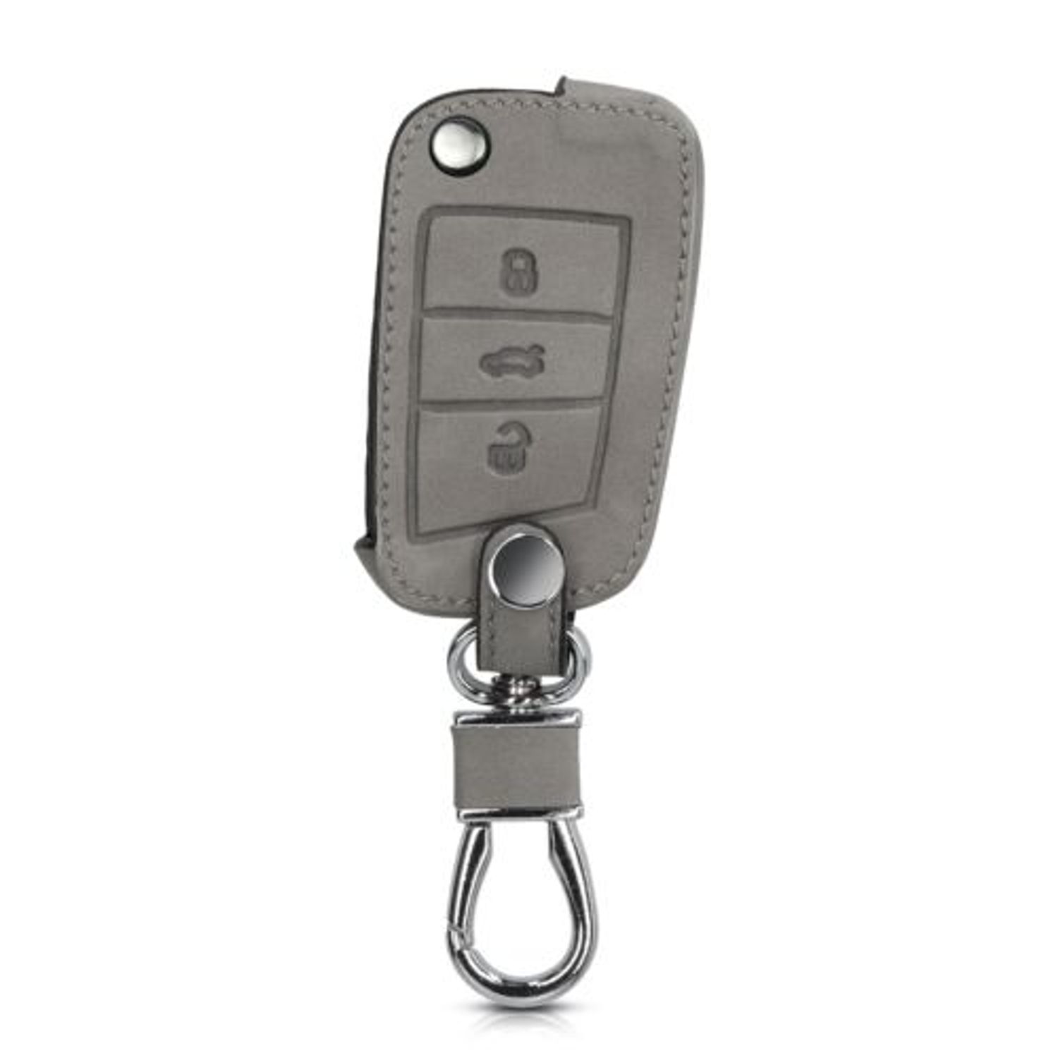 Husa Cheie Auto pentru VW, 3 Butoane, Piele nabuc, Gri, 48576.04 fotografia produsului View 4 L