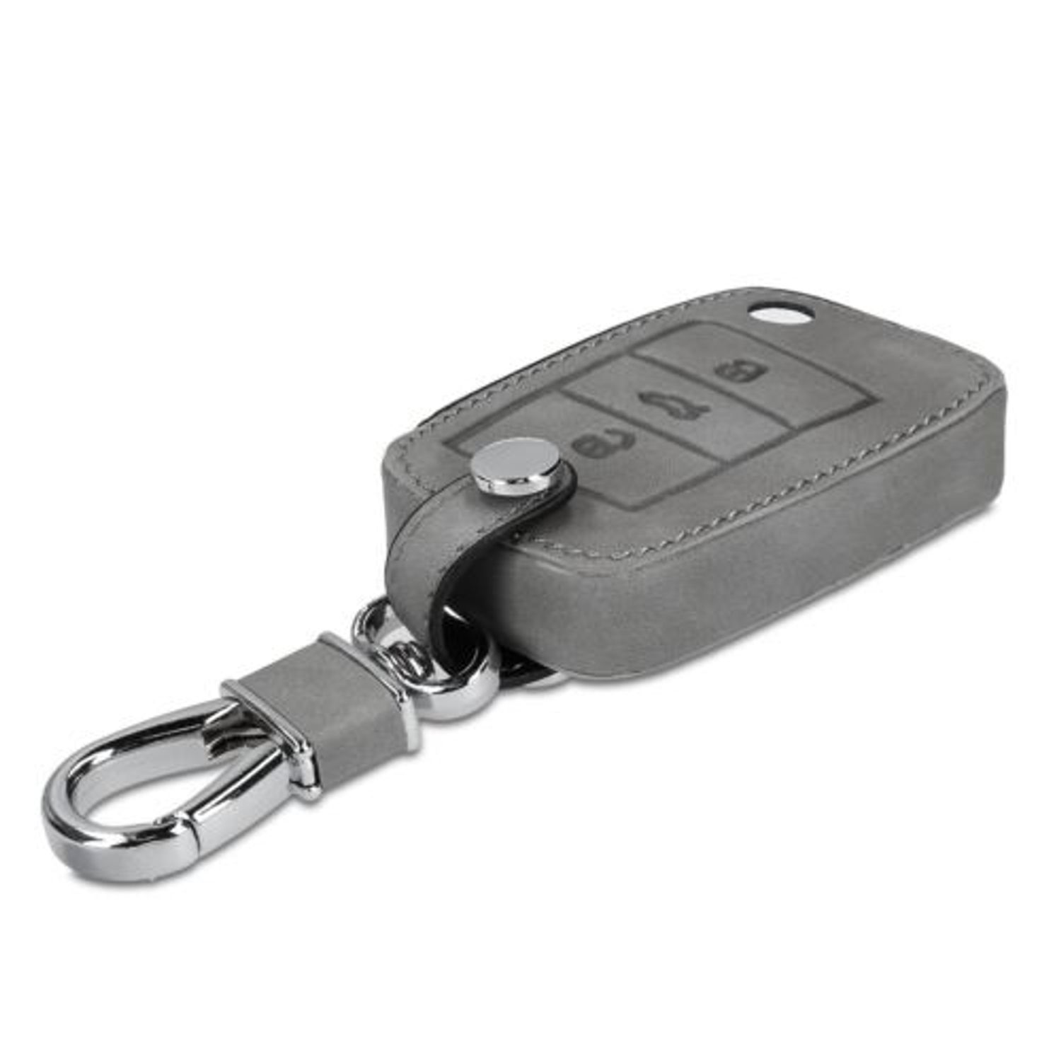 Husa Cheie Auto pentru VW, 3 Butoane, Piele nabuc, Gri, 48576.04 fotografia produsului View 2 L