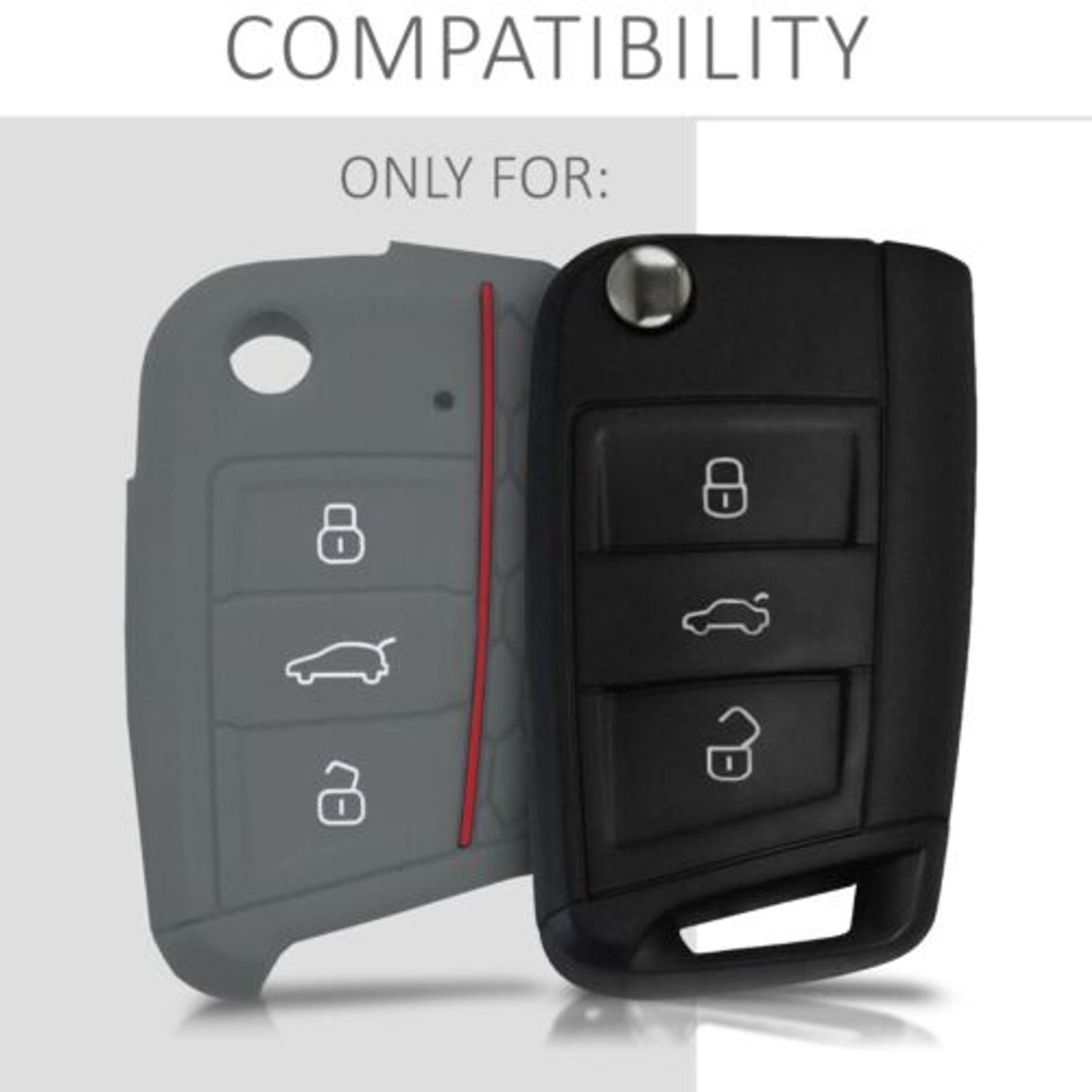 Husa Cheie Auto pentru VW, 3 Butoane, Silicon, Gri, 41628.22 fotografia produsului View 4 L