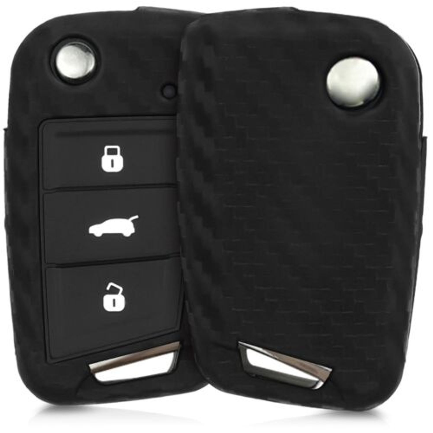 Husa Cheie Auto pentru VW, 3 Butoane, Silicon, Negru, 42888.13 fotografia produsului