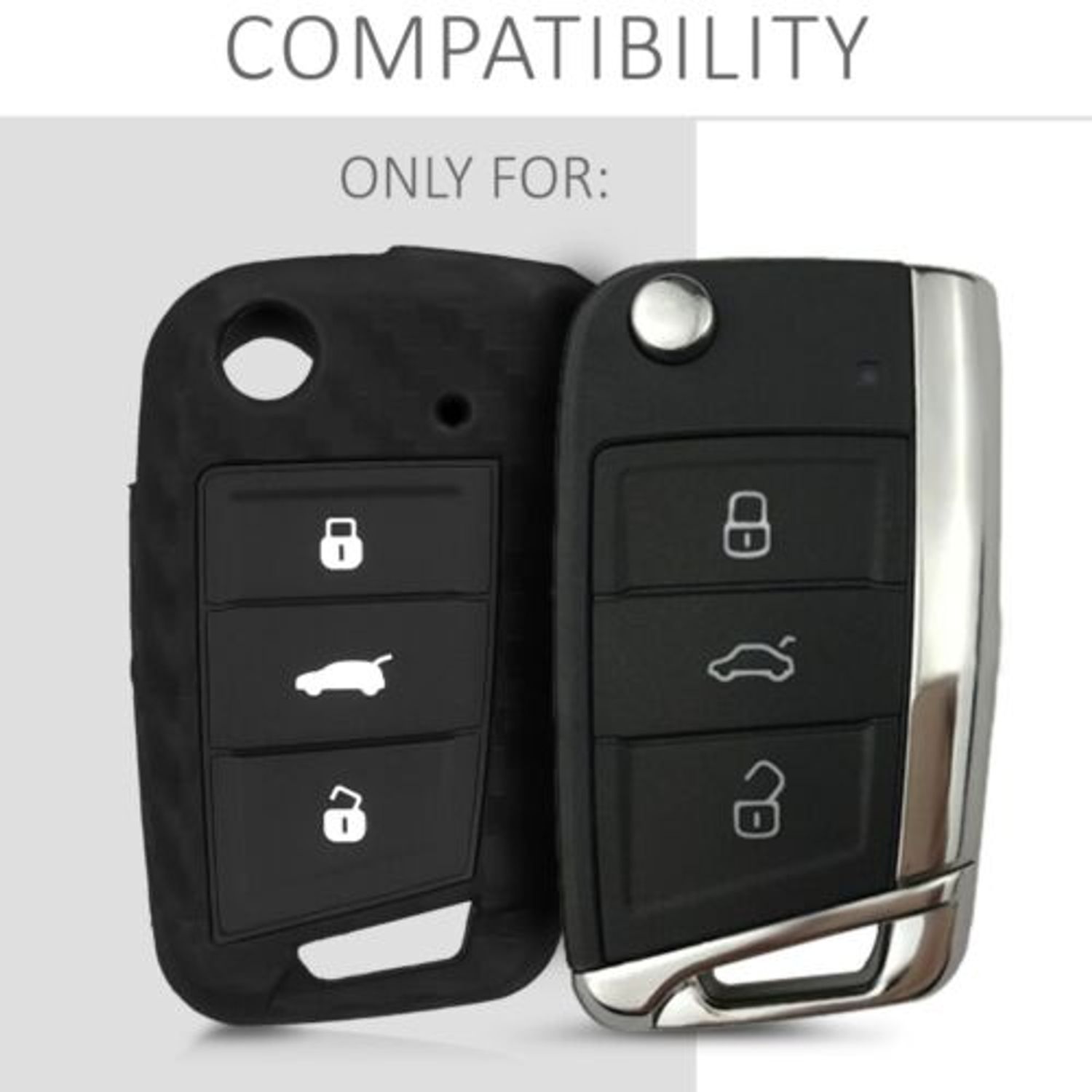 Husa Cheie Auto pentru VW, 3 Butoane, Silicon, Negru, 42888.13 fotografia produsului View 6 L