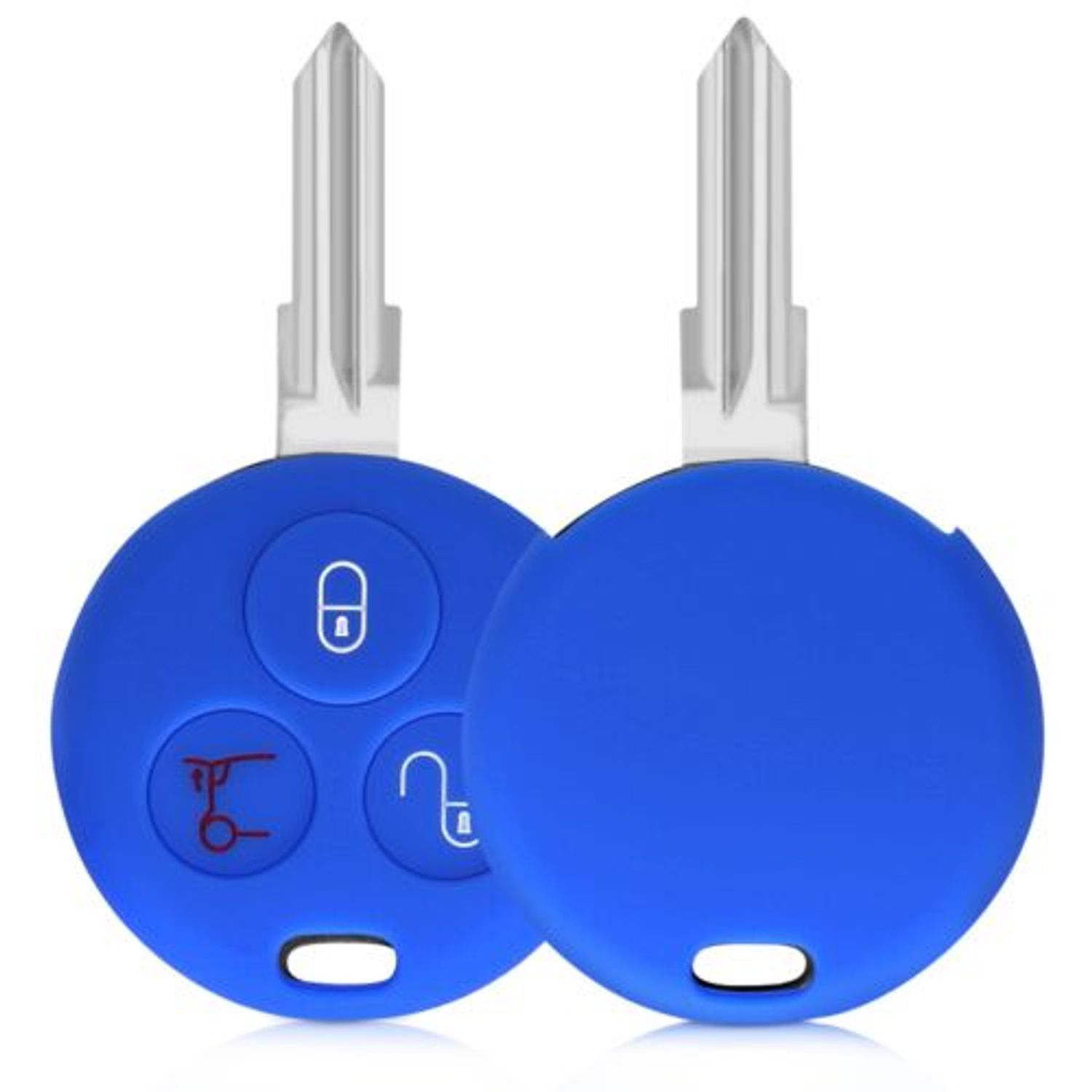 Husa Cheie Auto pentru Smart, 3 Butoane, Silicon, Albastru, 44157.04 fotografia produsului