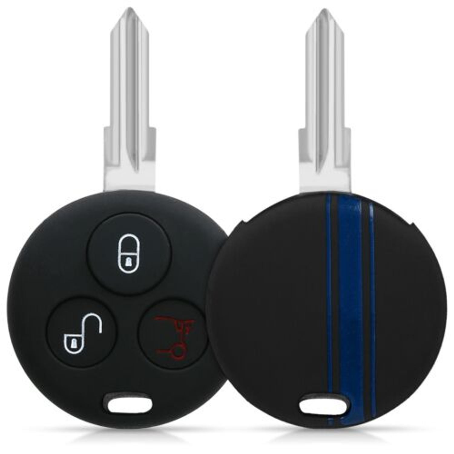 Husa Cheie Auto pentru Smart, 3 Butoane, Silicon, Albastru, 45658.03 fotografia produsului