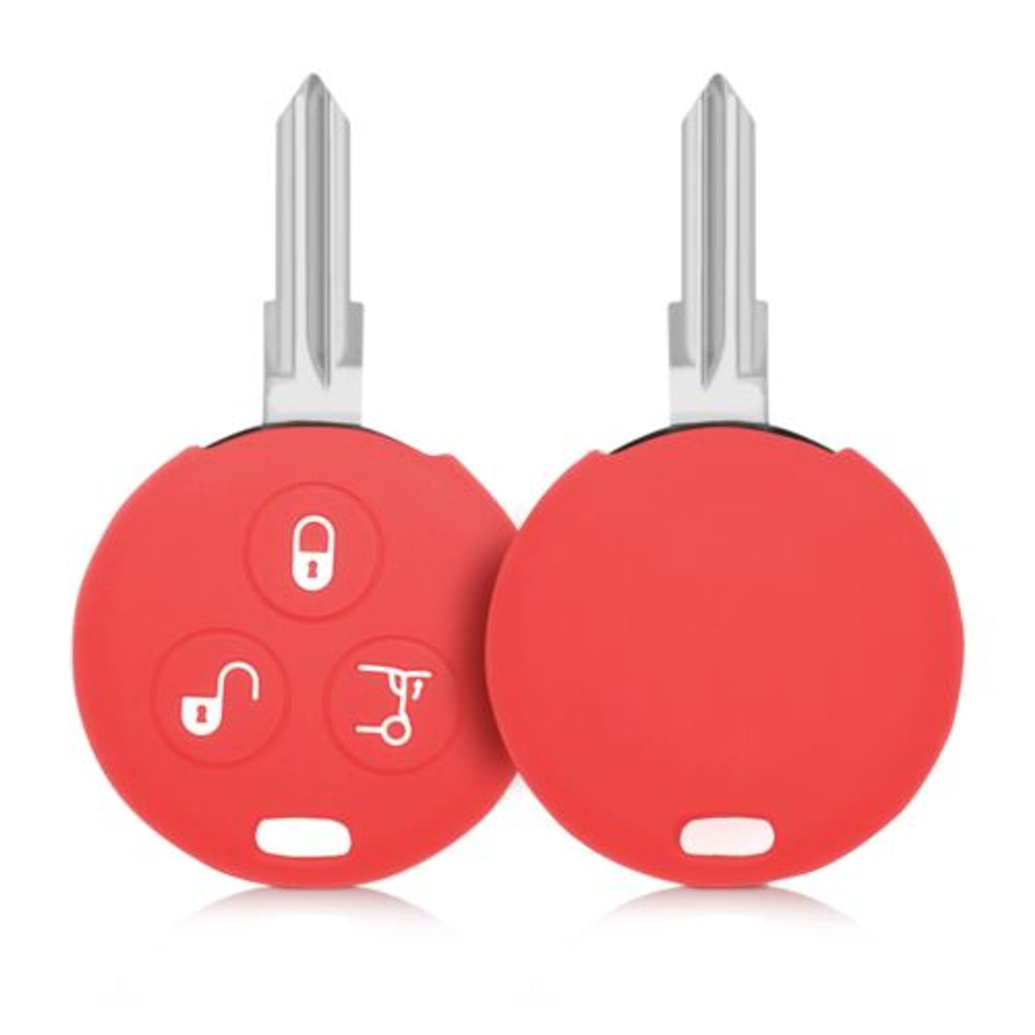 Husa Cheie Auto pentru Smart, 3 Butoane, Silicon, Rosu, 44157.09 fotografia produsului