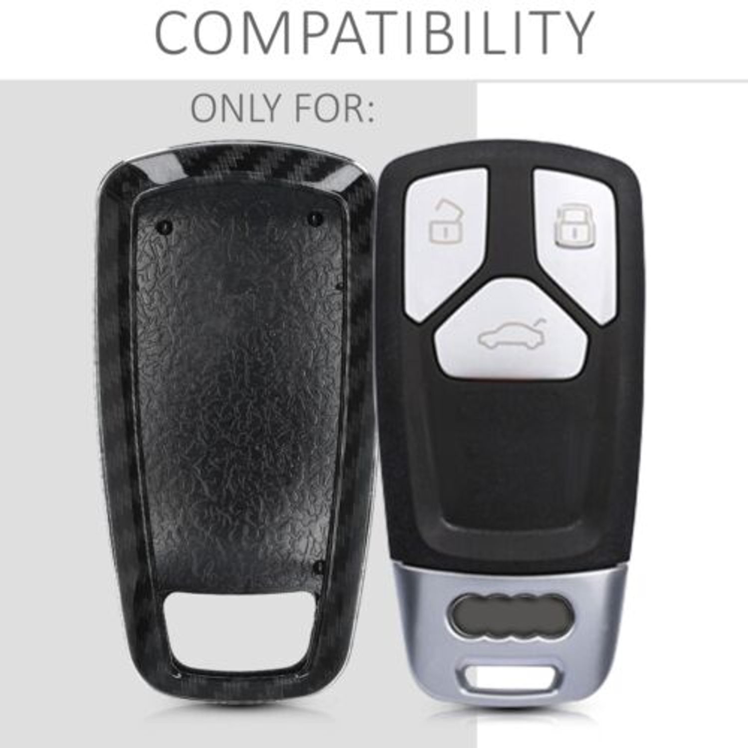 Husa Cheie Auto pentru Audi, 3 Butoane, Keyless Go, Plastic, Negru, 49667.01 fotografia produsului View 3 L