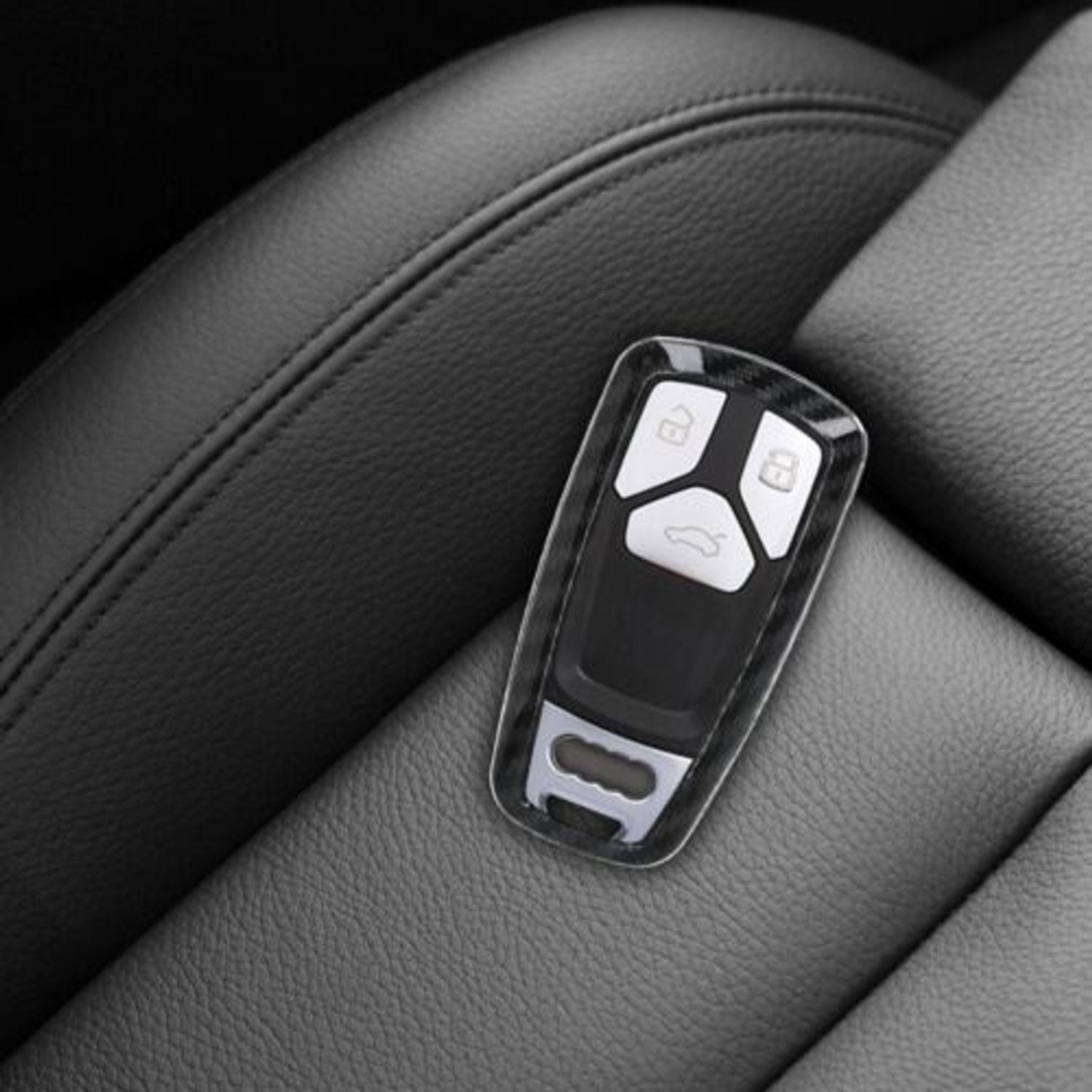 Husa Cheie Auto pentru Audi, 3 Butoane, Keyless Go, Plastic, Negru, 49667.01 fotografia produsului View 7 L