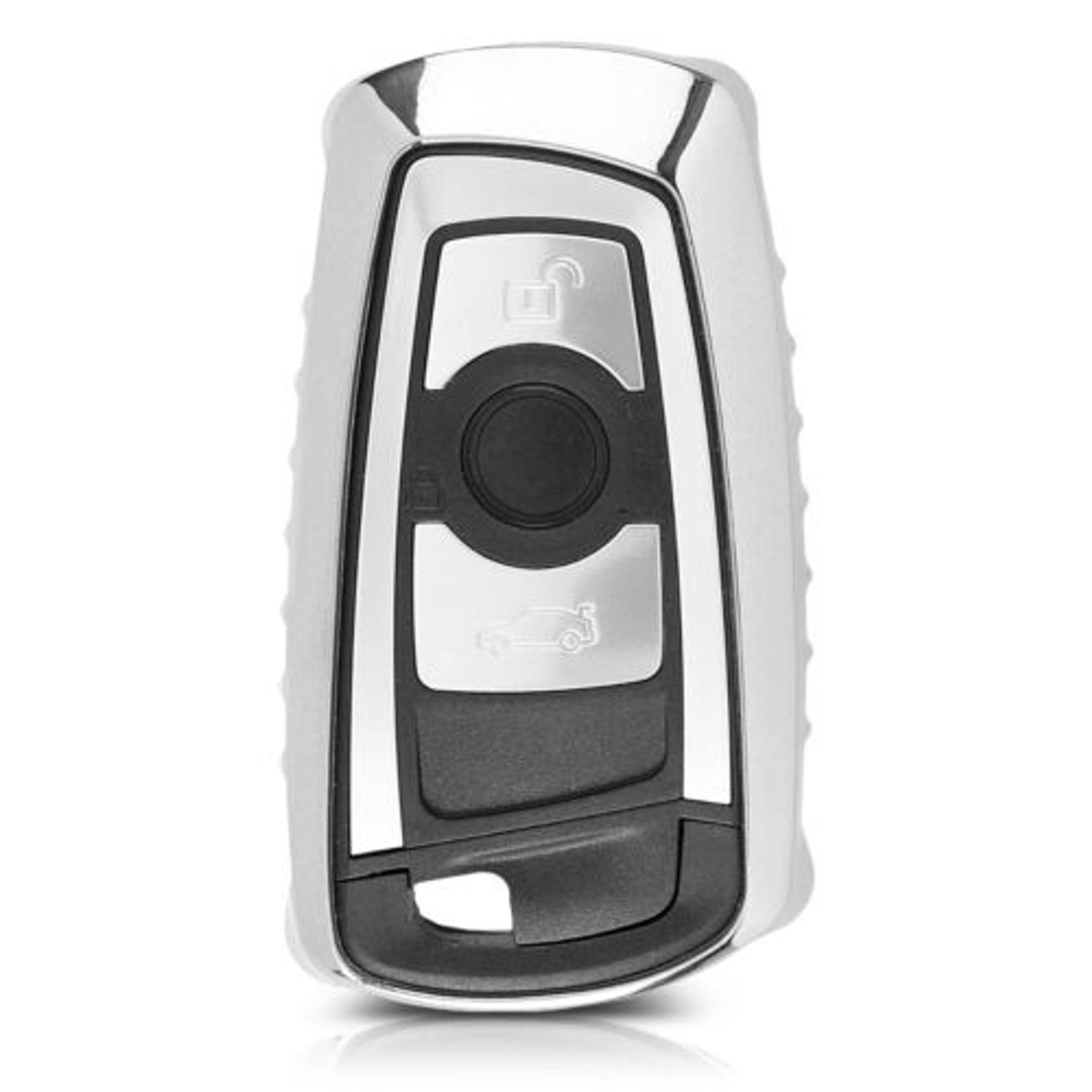 Husa Cheie Auto pentru BMW, 3 Butoane, Keyless Go, Silicon, Silver, 44262.94 fotografia produsului View 3 L