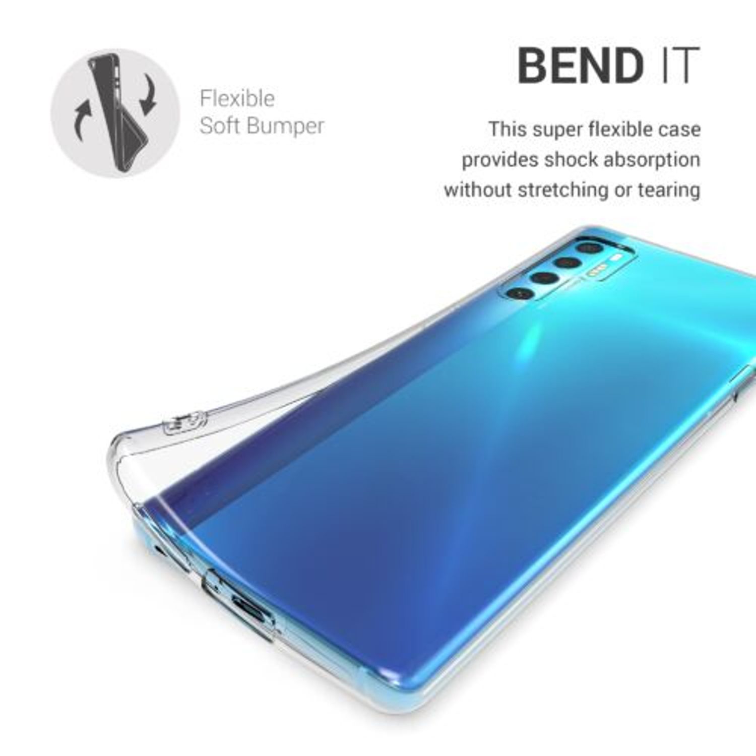 Husa pentru TCL 20 Pro 5G (2021), Silicon, Transparent, 55700.03 fotografia produsului View 3 L